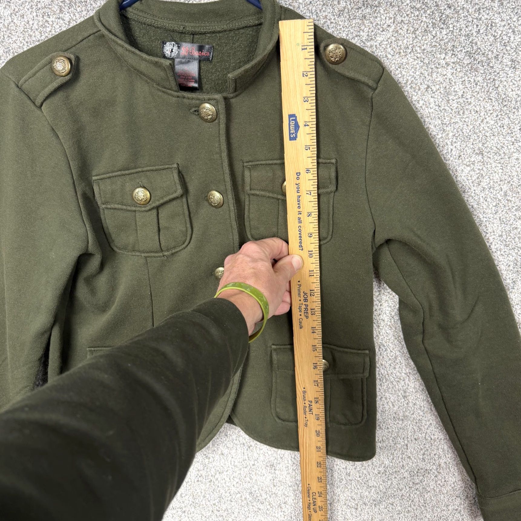 Vintage VINTAGE JJ Basics Jacket Green Military Fleece Buttons Pockets Army Chic Women L Size L / US 10 / IT 46 - 2 Thumbnail