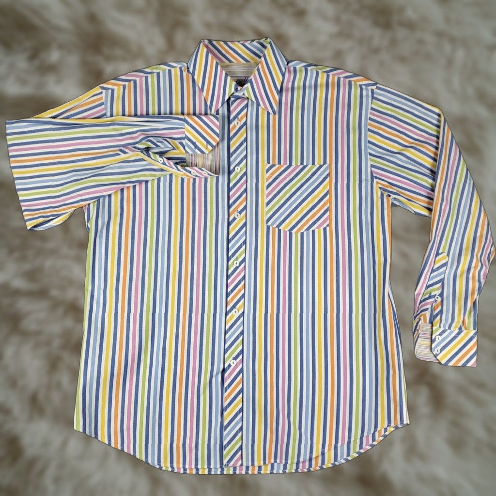 BUGATCHI Bugatchi Mens Shirt XL Blue Striped Button-Up Long Sleeve Casual Size US XL / EU 56 / 4 - 1 Thumbnail