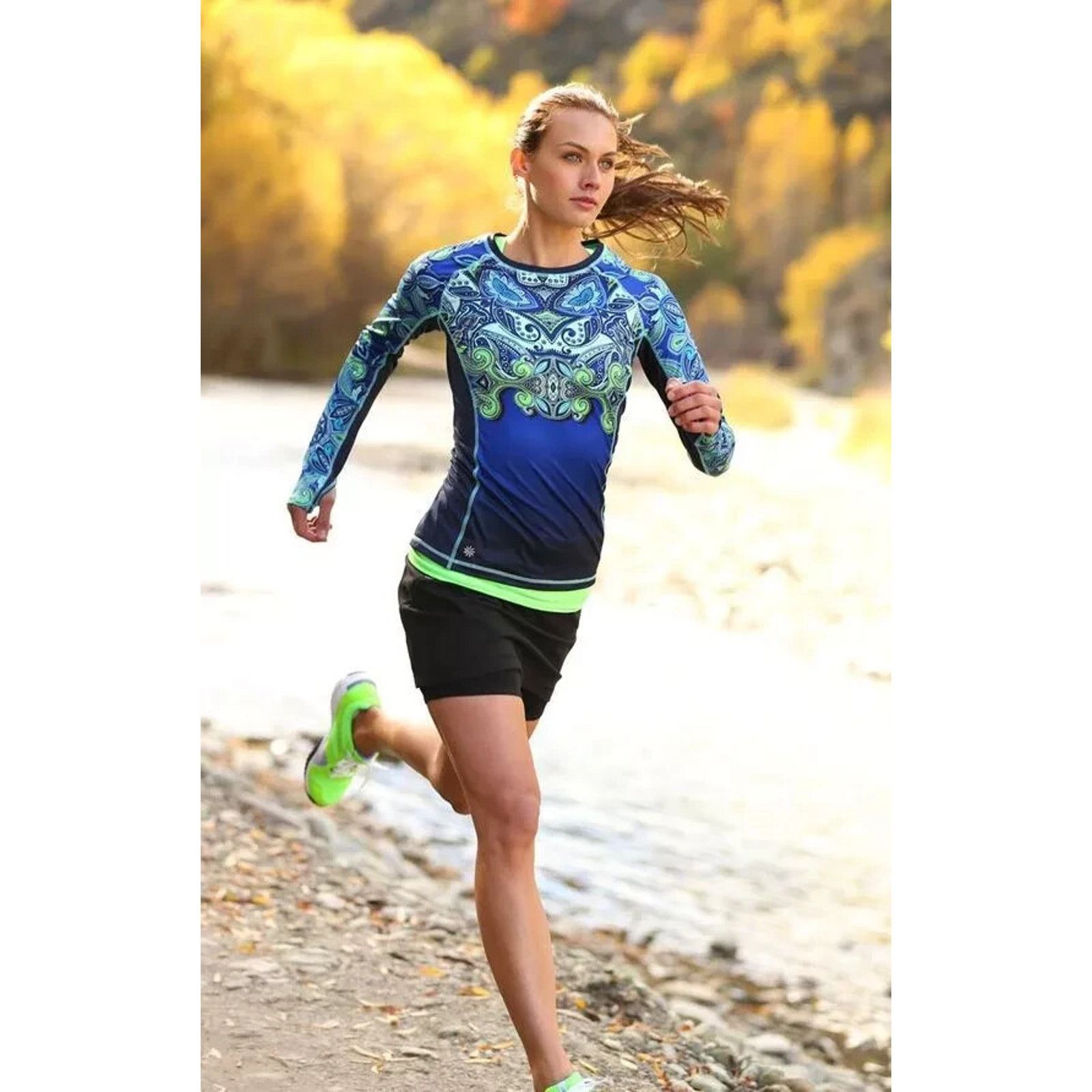 Athleta New Athleta Womens Runaway Rashguard Blue Green Top Medium Size M / US 6-8 / IT 42-44 - 2 Thumbnail
