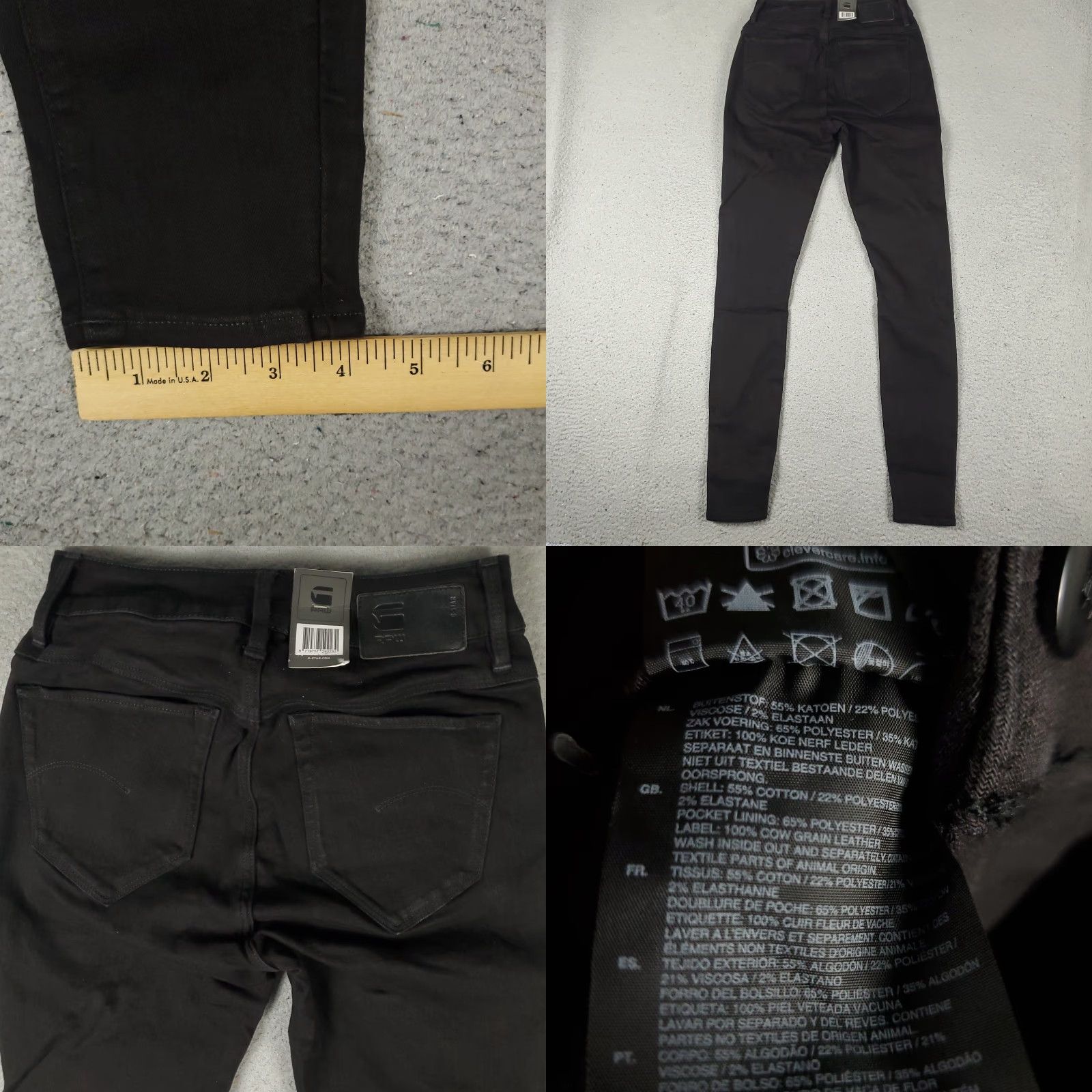 G-Star G-Star Jeans Women's High Super Skinny Denim Pants Size 27 24x29 Black Stretch Size 27" / US 4 / IT 40 - 8 Thumbnail