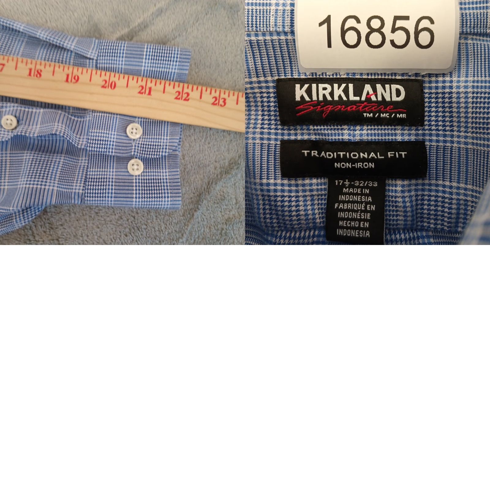 Vintage Kirkland Signature Shirt Mens 17.5 Blue Plaid Long Sleeve Button-Down Collar Shirt Mens Regular Blue Plaid Button-Up 1700s? Size US XXL / EU 58 / 5 - 8 Thumbnail