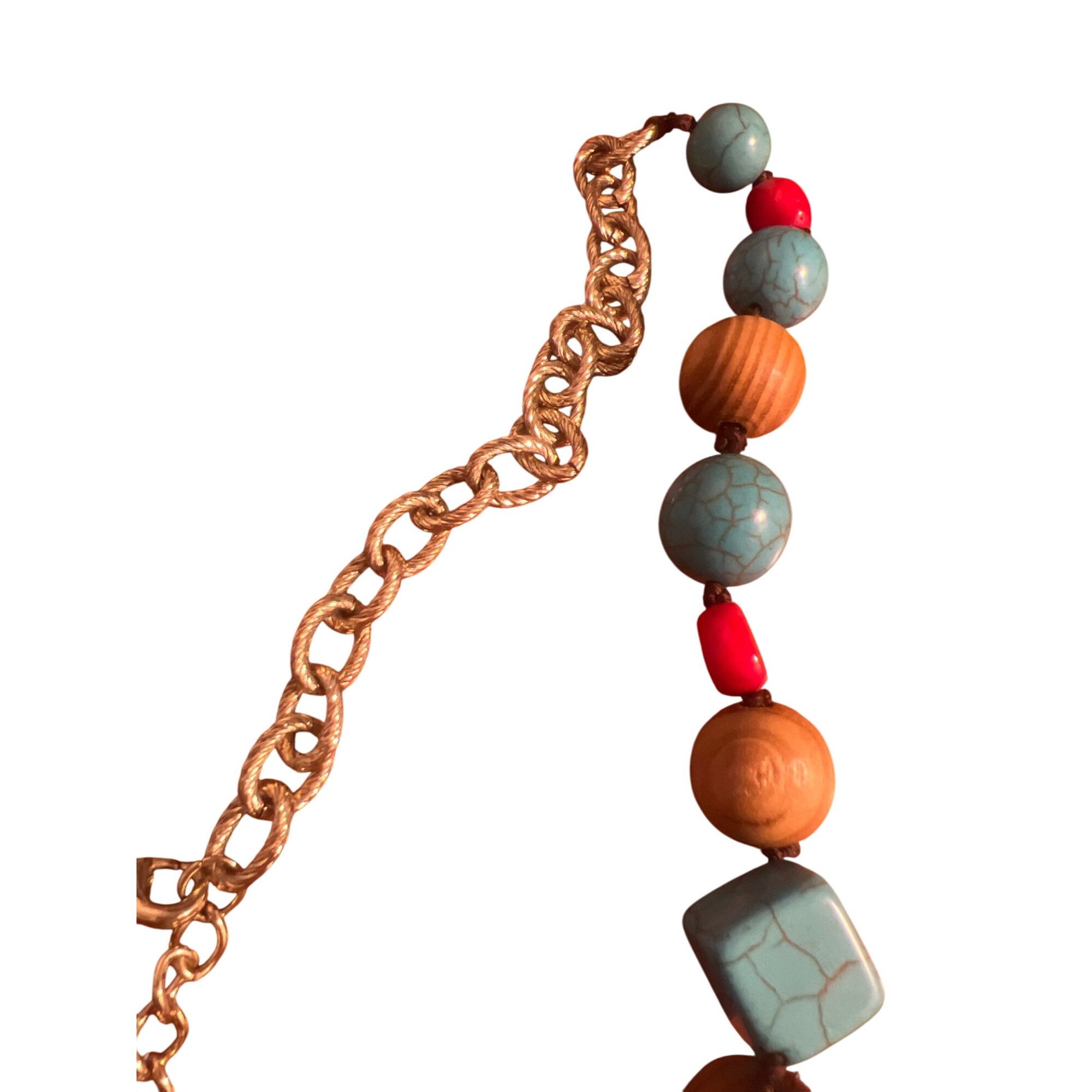 Other Statement Necklace Wood Turquoise Coral Beads Festival Triba Size ONE SIZE - 4 Thumbnail