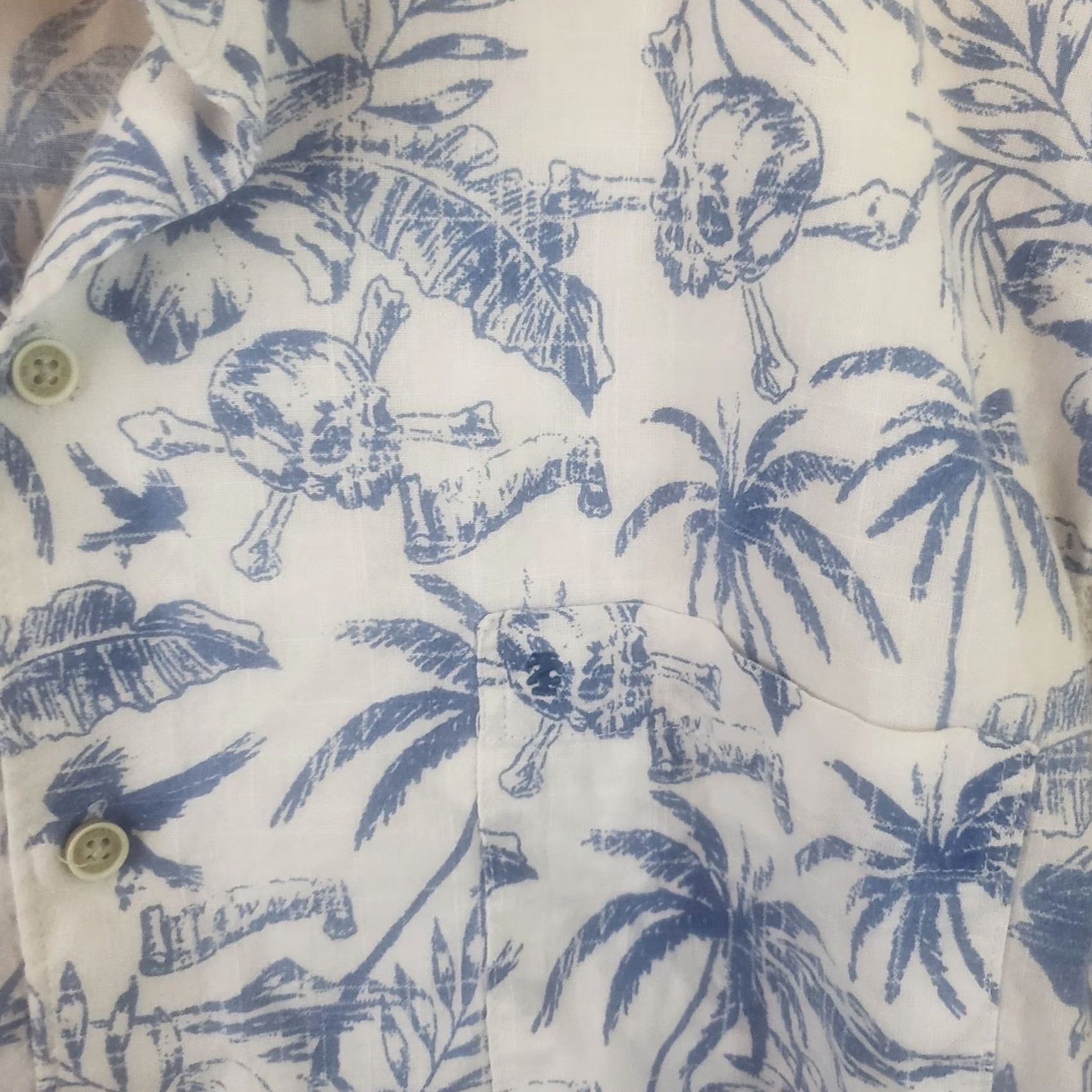 Izod IZOD Saltwater Blue Floral Print Short Sleeve Cotton Button-Up Shirt Men's 2XL Size US XXL / EU 58 / 5 - 4 Thumbnail