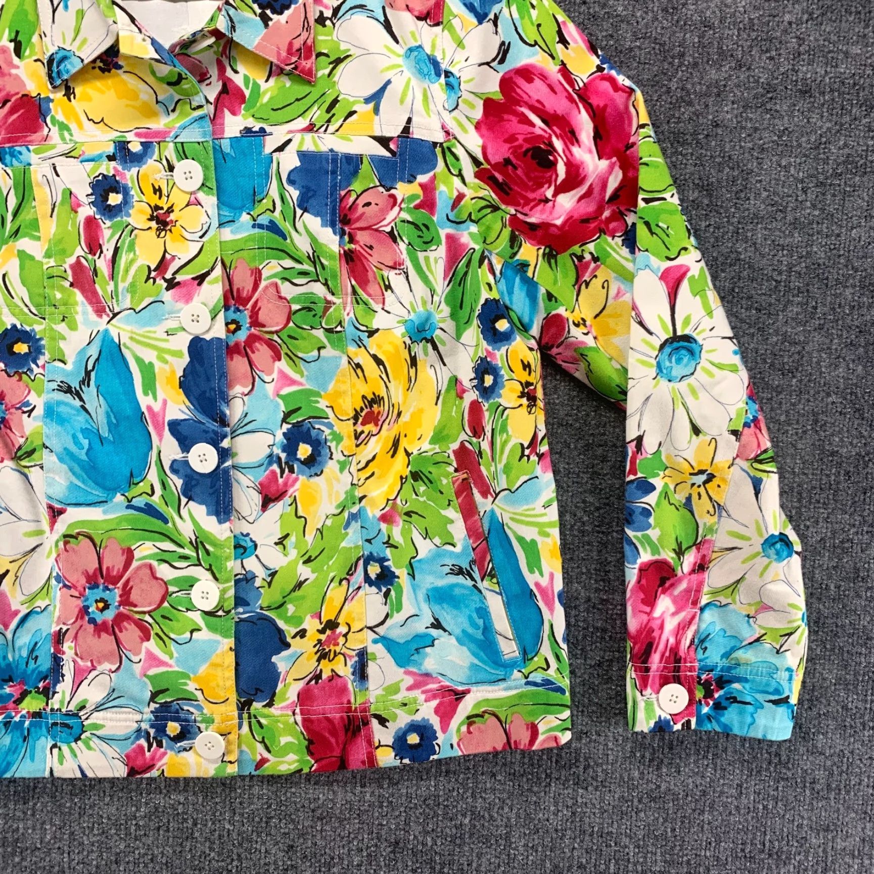 Laura Ashley Laura Ashley Jacket Womens Medium Multicolor Floral Stretch Pocket Blazer Lined Size M / US 6-8 / IT 42-44 - 7 Thumbnail