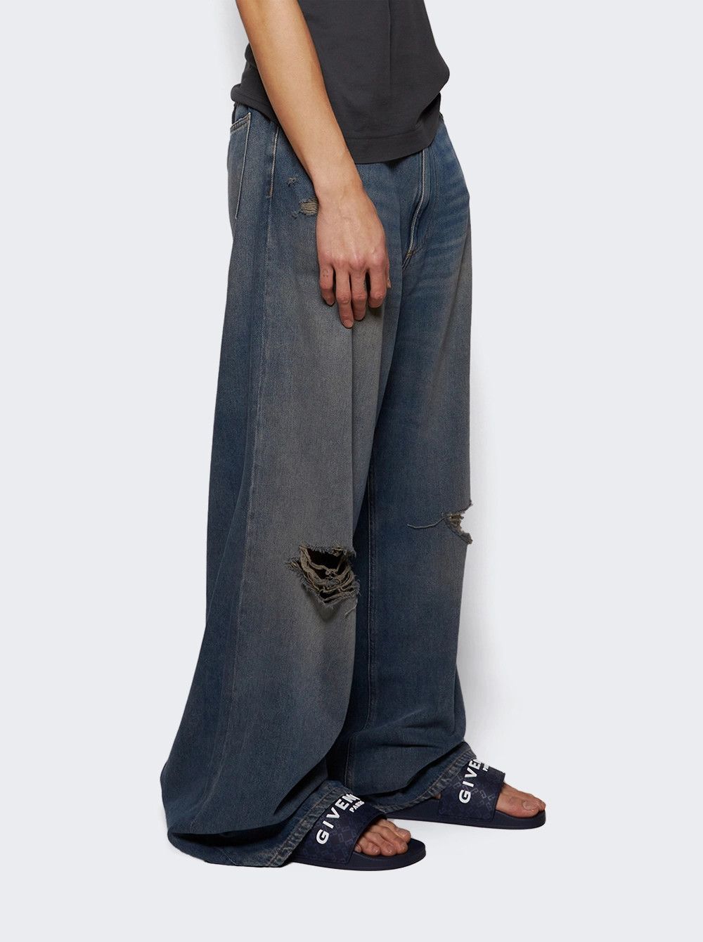 Givenchy o1mle0226 Slide Flat Sandals Slippers in Dark Blue Size US 14 / EU 47 - 2 Thumbnail