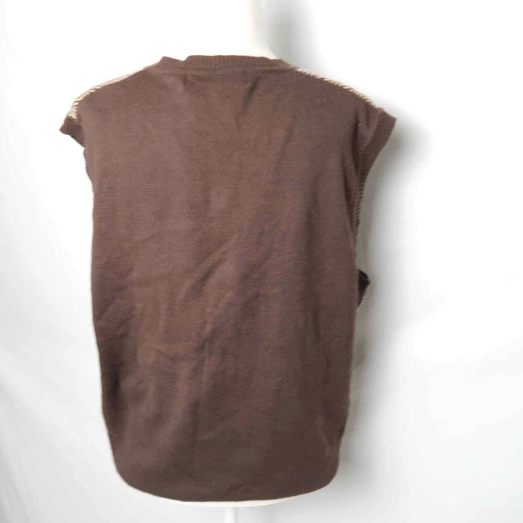 Vintage American Classics by Russell Simmons Brown Tan Herringbone Knit Sweater Vest L Men V-Neck Knitted Cotton Blend Casual Size US L / EU 52-54 / 3 - 4 Thumbnail