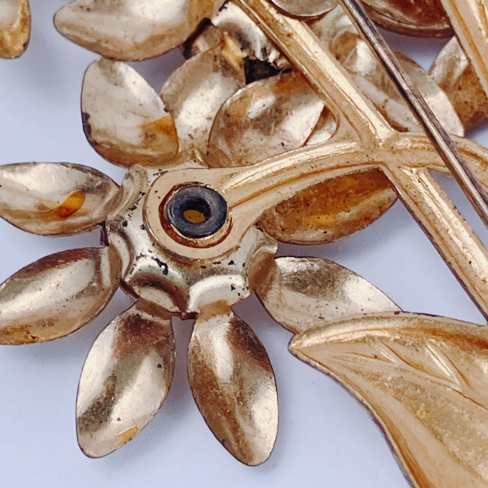 Vintage Large 4" Vintage 1940s Gold Tone Floral Spray Brooch Size ONE SIZE - 9 Thumbnail