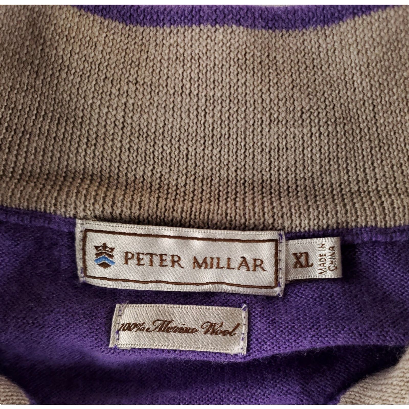 Peter Millar Peter Millar 1/4 Zip Pullover 100% Merino Wool Purple Mens XL Sweater Size US XL / EU 56 / 4 - 2 Thumbnail