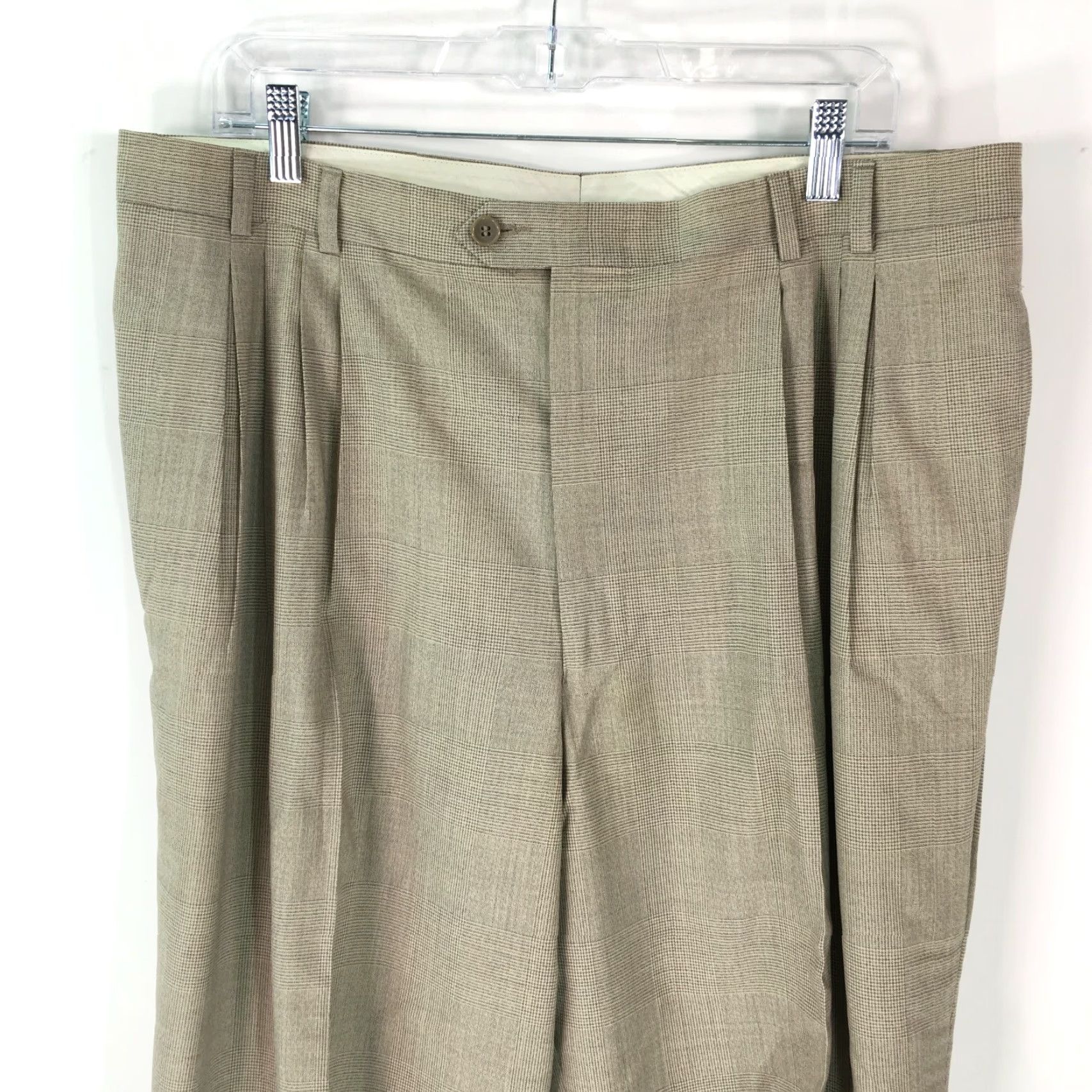 Vintage VINTAGE Luigi Rotto Arlotta Mens Dress Pants Cuffed Pleated Brown Wool Knit Check 36 Regular Inseam 32 Italy Vintage Men Pants 90s style Size US 36 / EU 52 - 4 Thumbnail
