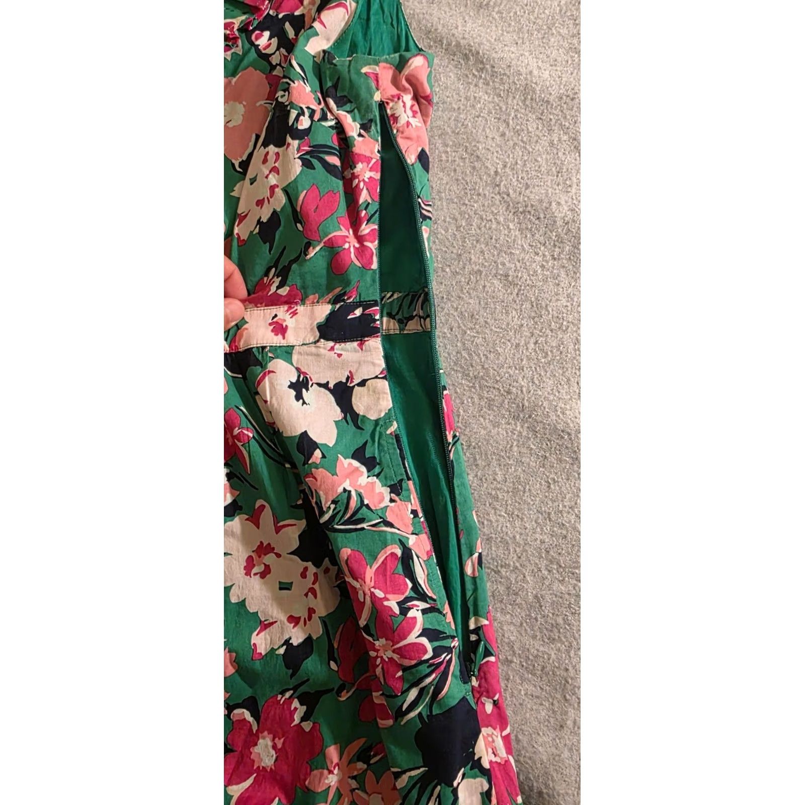 J.Crew J.Crew Floral Sleeveless Dress Women's 10 Green Pink Ruffle Hem Boho Summer Size L / US 10 / IT 46 - 7 Thumbnail