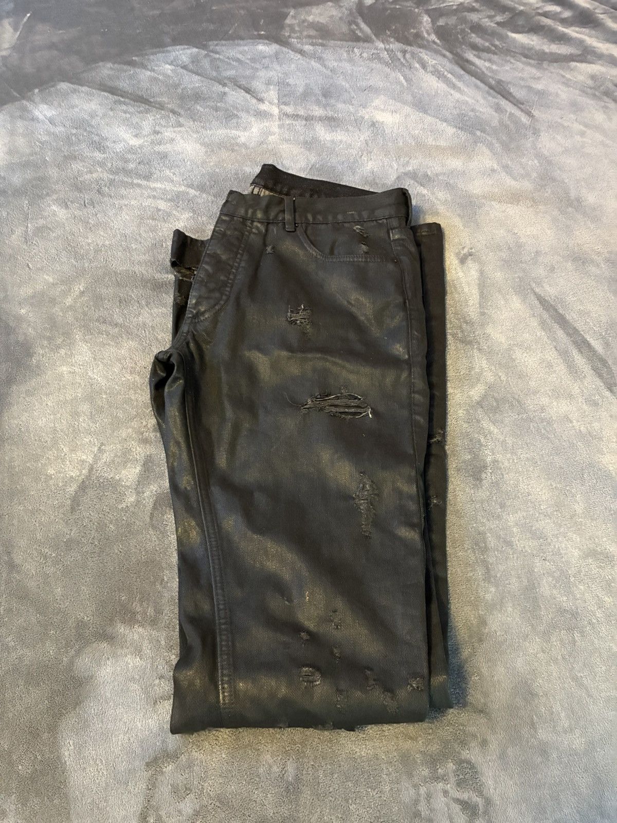Other Vintage Y2K Ripped Leather Jeans Size US 32 / EU 48 - 4 Thumbnail