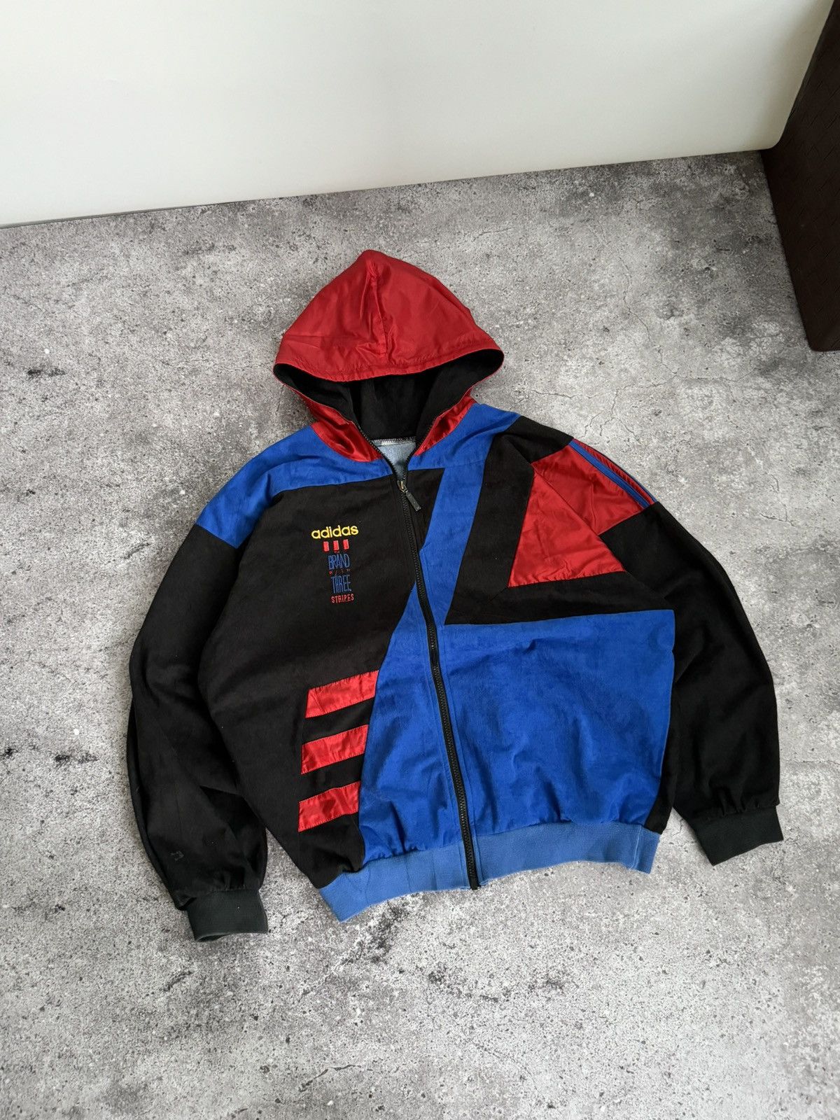 Adidas × Vintage Vintage adidas Velour felt track light hoodie Size US M / EU 48-50 / 2 - 3 Thumbnail