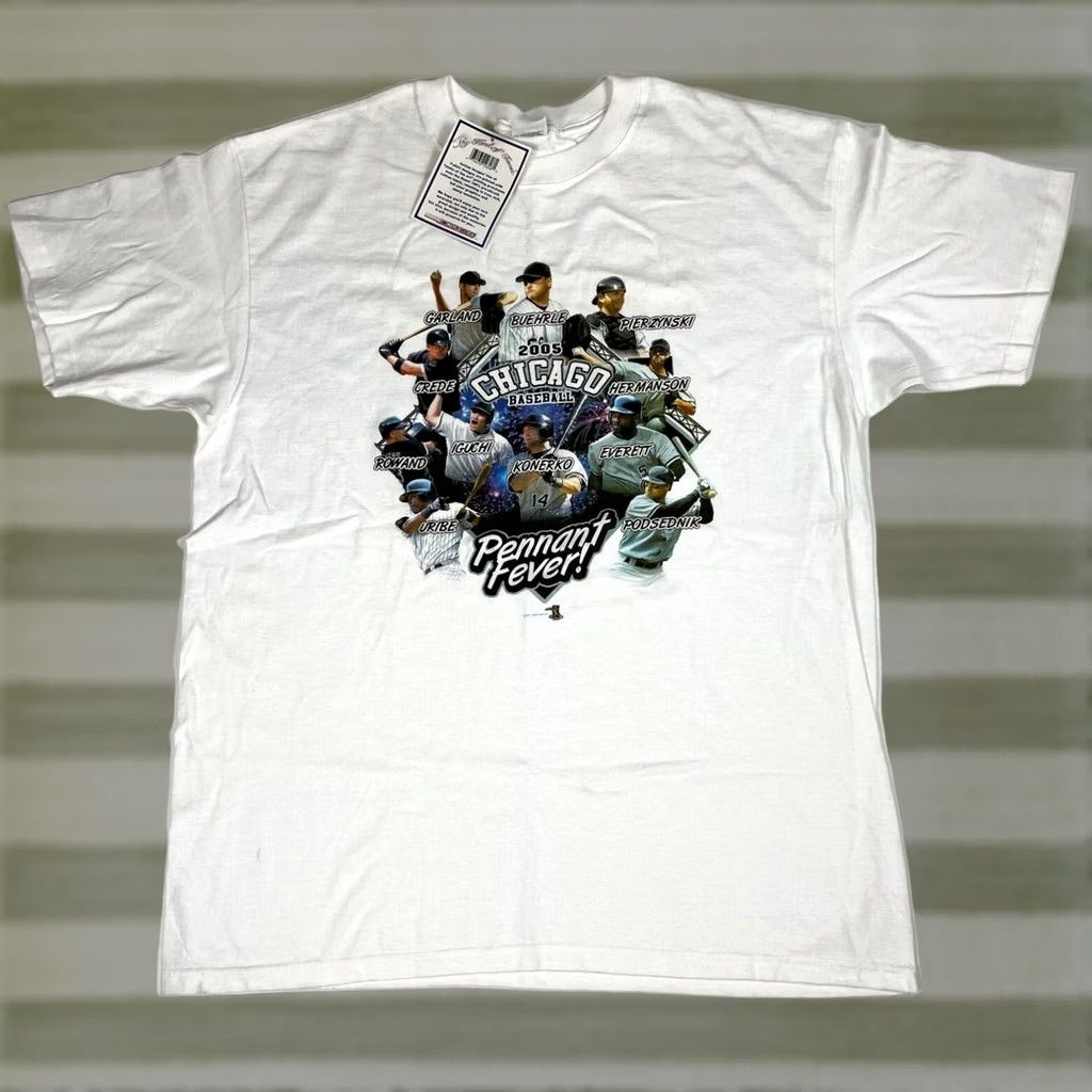 Anvil VINTAGE Chicago White Sox T-Shirt Anvil XL Pennant Fever 2005 World Series Mens Sports White Cotton Short Sleeve Crew Neck NWT Size US XL / EU 56 / 4 - 1 Thumbnail
