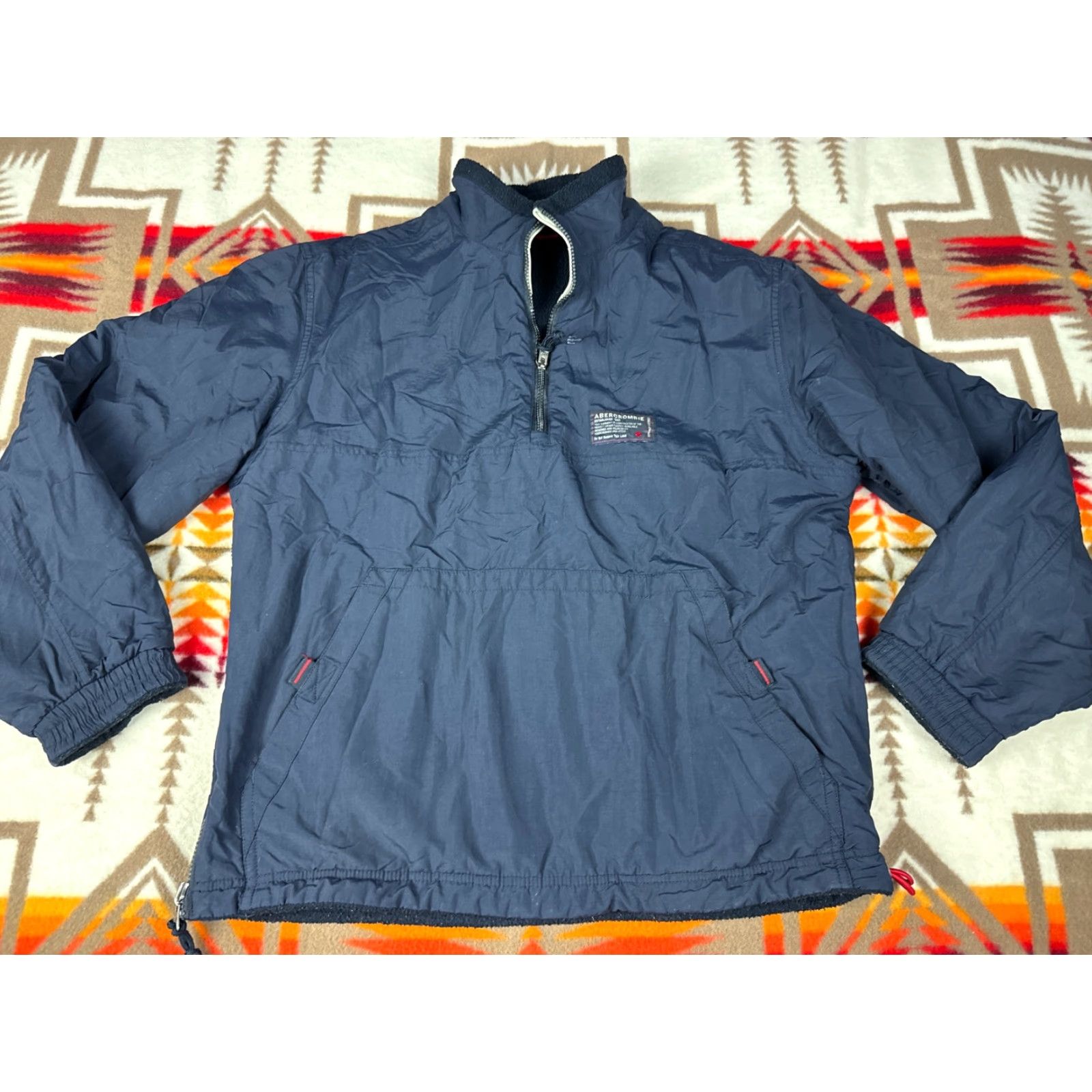 Abercrombie & Fitch Abercrombie & Fitch Anorak Bomber Jacket Mens M Fleece Lined Navy Blue Size US M / EU 48-50 / 2 - 4 Thumbnail