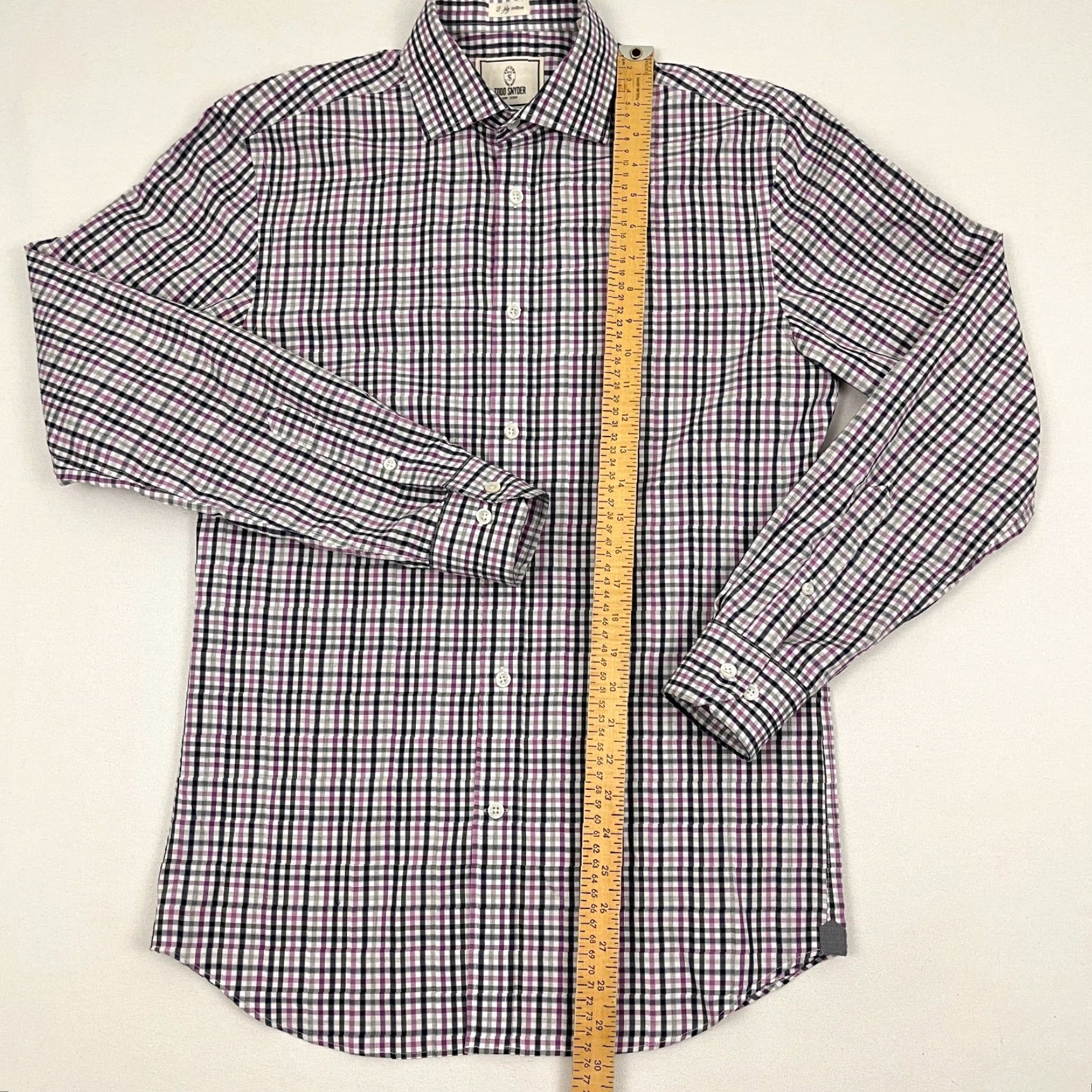 Todd Snyder Todd Snyder Shirt Mens 14.5 32/33 Purple Plaid Cutaway Dress Button Up Preppy Shirt Size 40R - 5 Thumbnail
