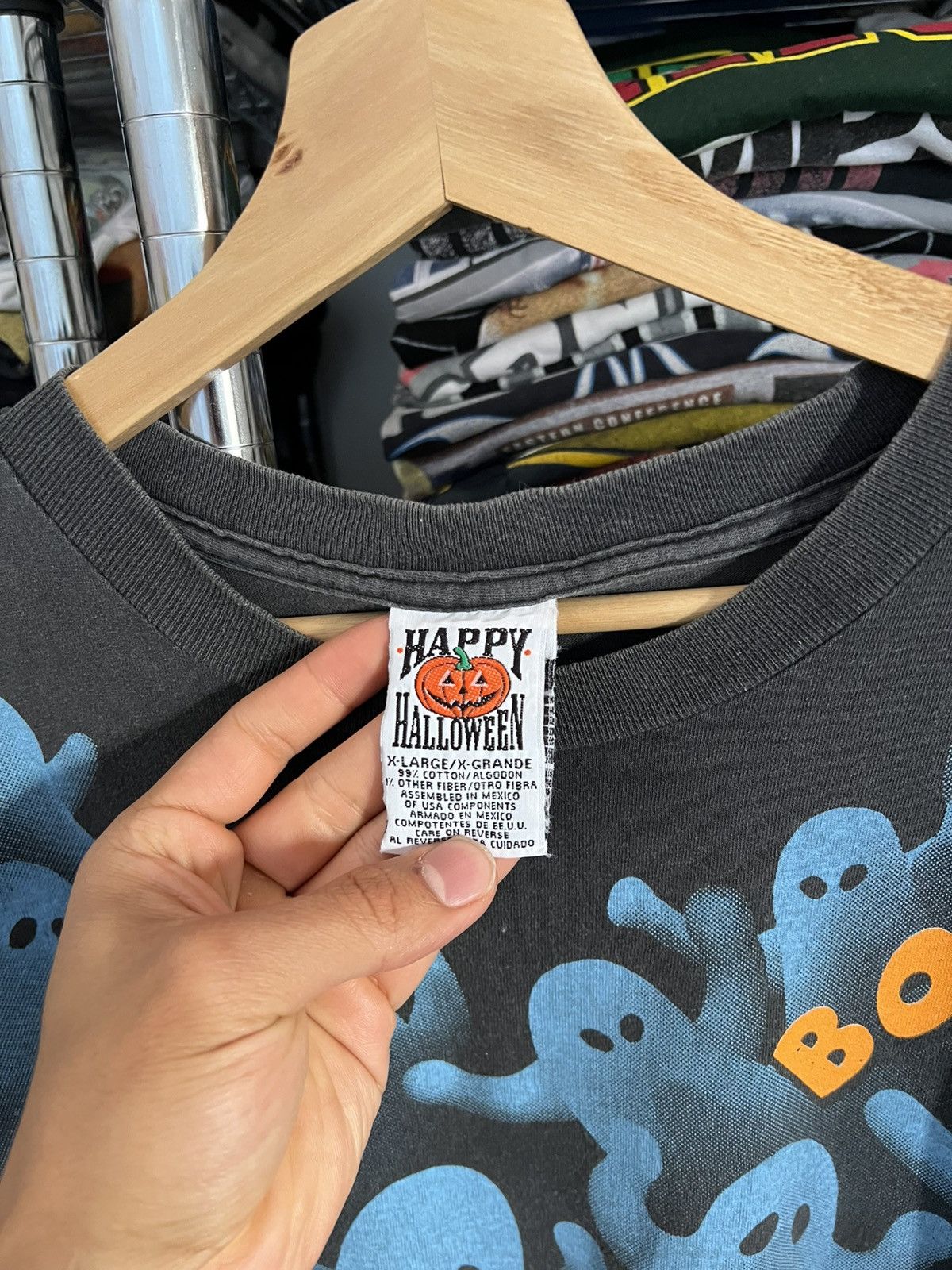 Arts & Science 90s Halloween Boo Ghost AOP Single Stitch Freeze Tee Size US XL / EU 56 / 4 - 5 Thumbnail