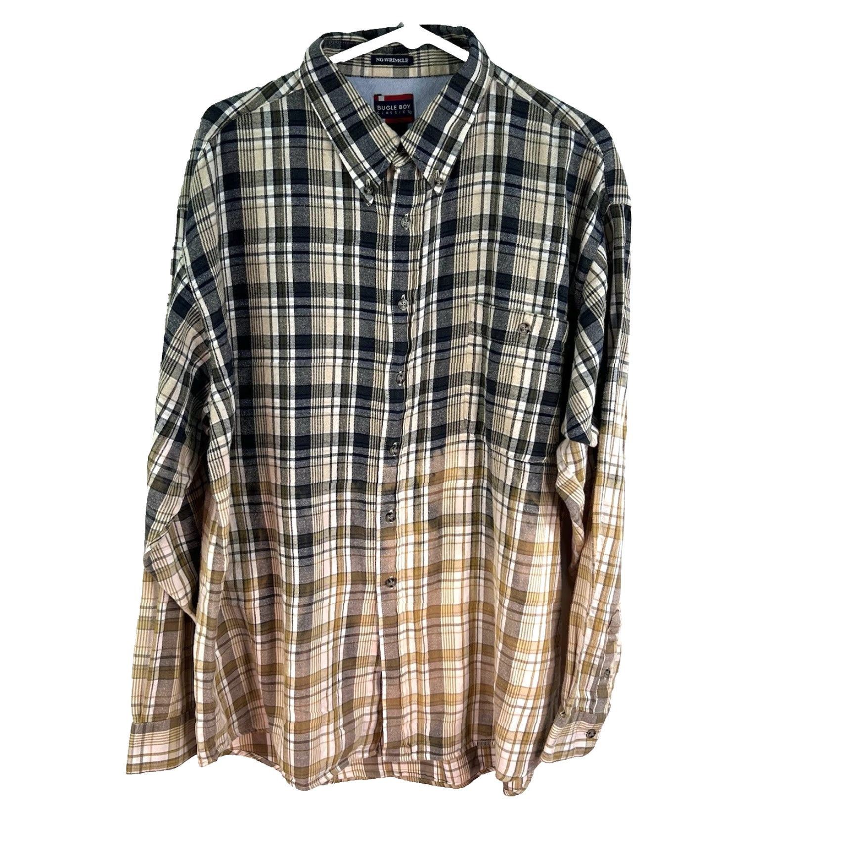 Bugle Boy Bugle Boy Multicolor Plaid Button-Up Shirt Adult XL Hand Bleached Flannel Deer Skull Flag Grunge Boho Casual Long Sleeve Mens Size XL / US 12-14 / IT 48-50 - 2 Thumbnail