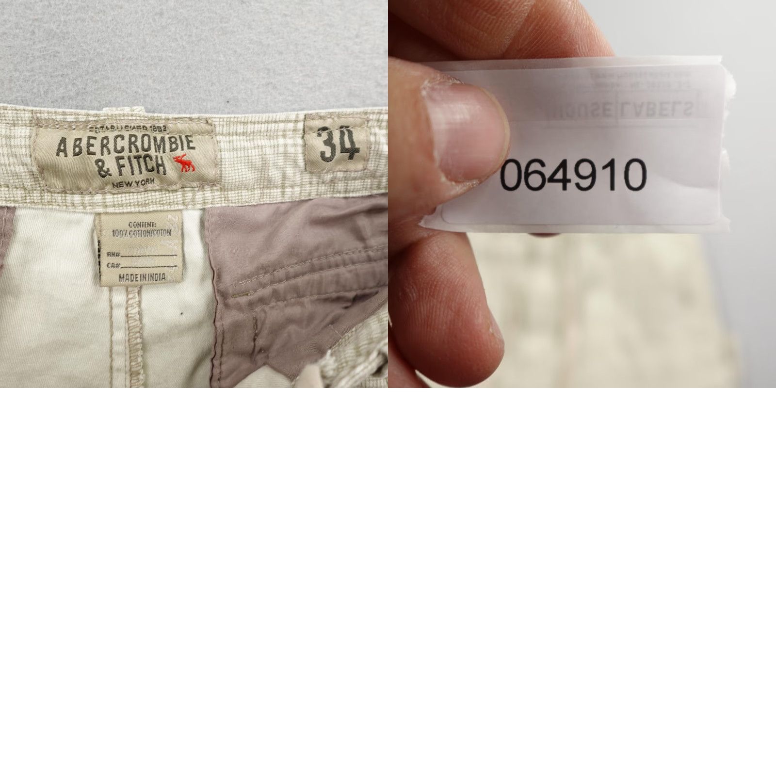 Abercrombie & Fitch VINTAGE Abercrombie & Fitch Cargo Shorts 34 Beige Plaid Drawstring Outdoor Mens Y2K Size US 34 / EU 50 - 8 Thumbnail