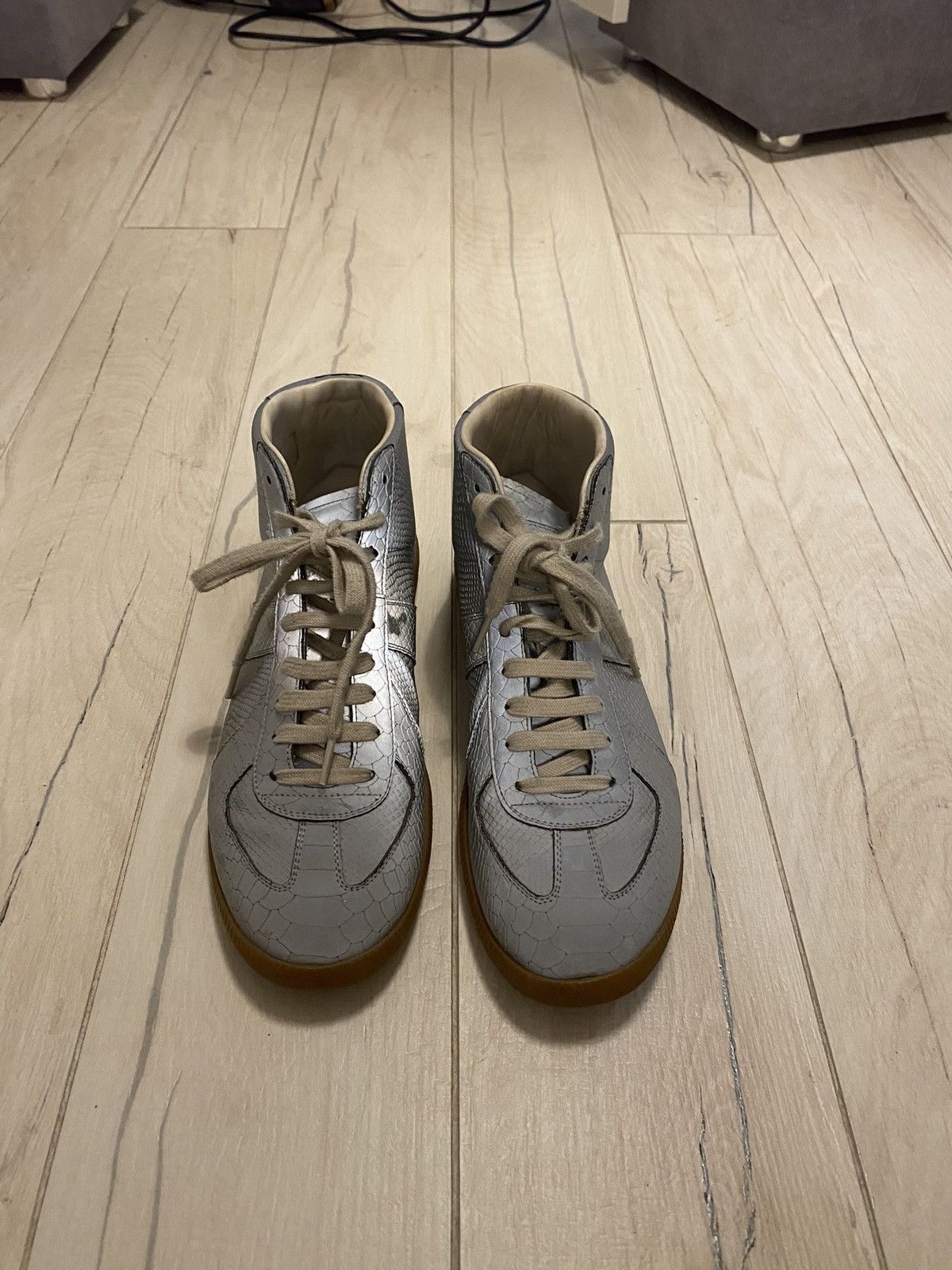 Maison Margiela Maison Margiela Snakeskin Reflective High Top Sneakers Size US 10 / EU 43 - 7 Thumbnail