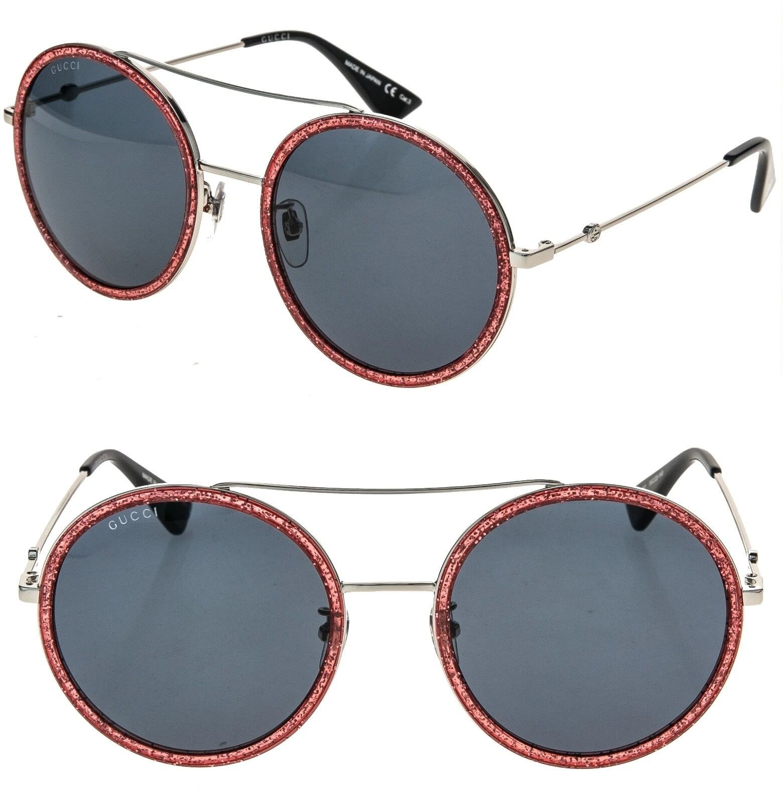 Gucci GUCCI GG0061S 0061 Silver Pink Round Metal Sunglass 007 Size ONE SIZE - 1 Thumbnail
