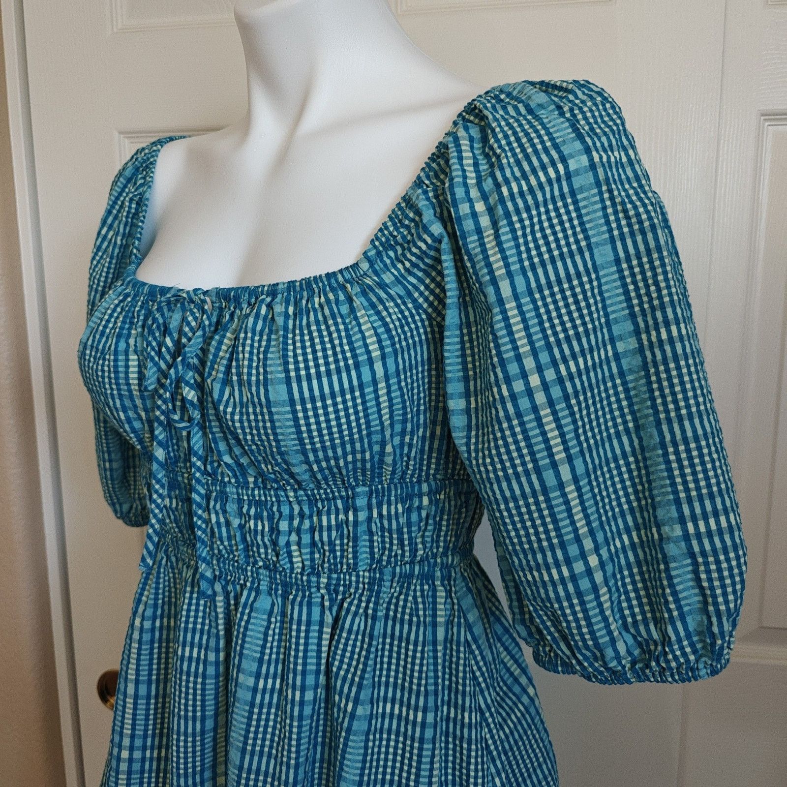 Rails RAILS Brenda Check Cotton Blend Seersucker Mini dress sz XS Size XS / US 0-2 / IT 36-38 - 5 Thumbnail