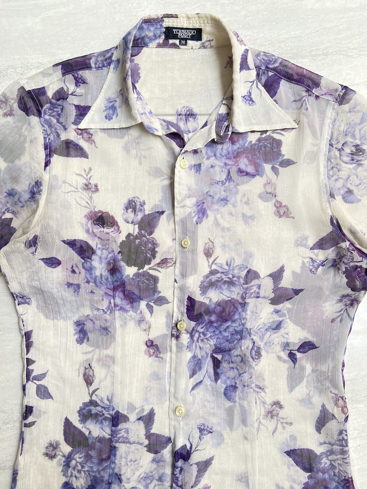 Tornado Mart TORNADO MART Flower Patterned Mesh Shirt Size US S / EU 44-46 / 1 - 4 Thumbnail