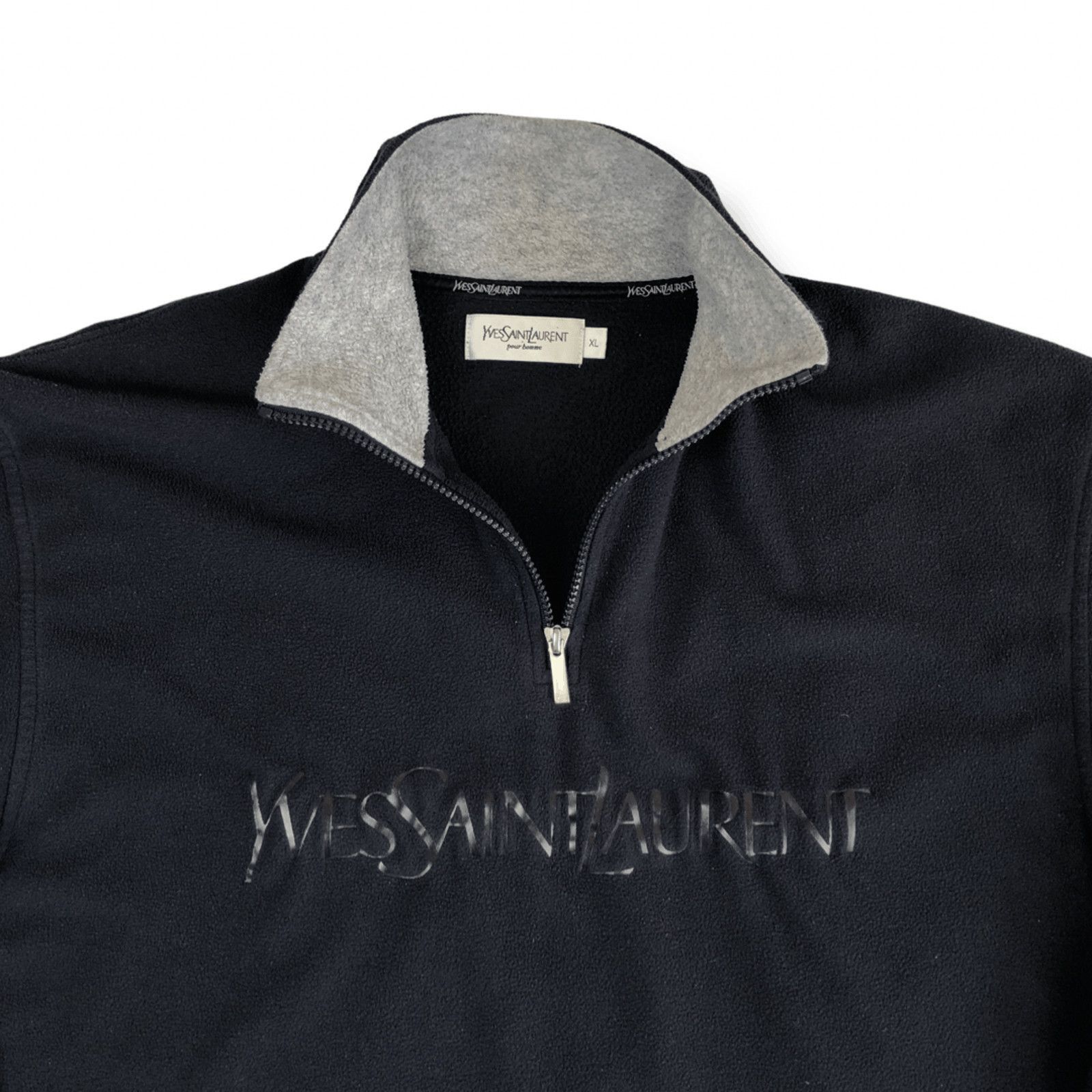 Yves Saint Laurent YSL Fleece Half Zip Yves Saint Laurent Big Logo in Navy Size US XL / EU 56 / 4 - 1 Thumbnail