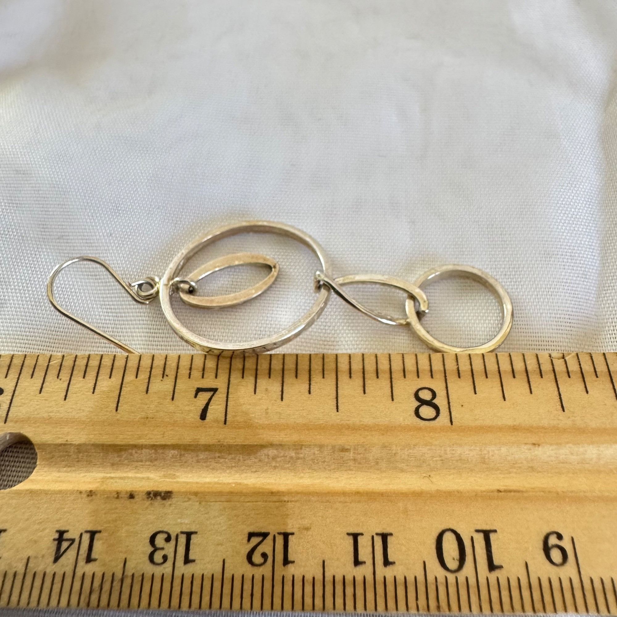 Vintage VTG Solid Sterling Silver 925 Circle Link Dangle Earrings Si Size ONE SIZE - 3 Thumbnail