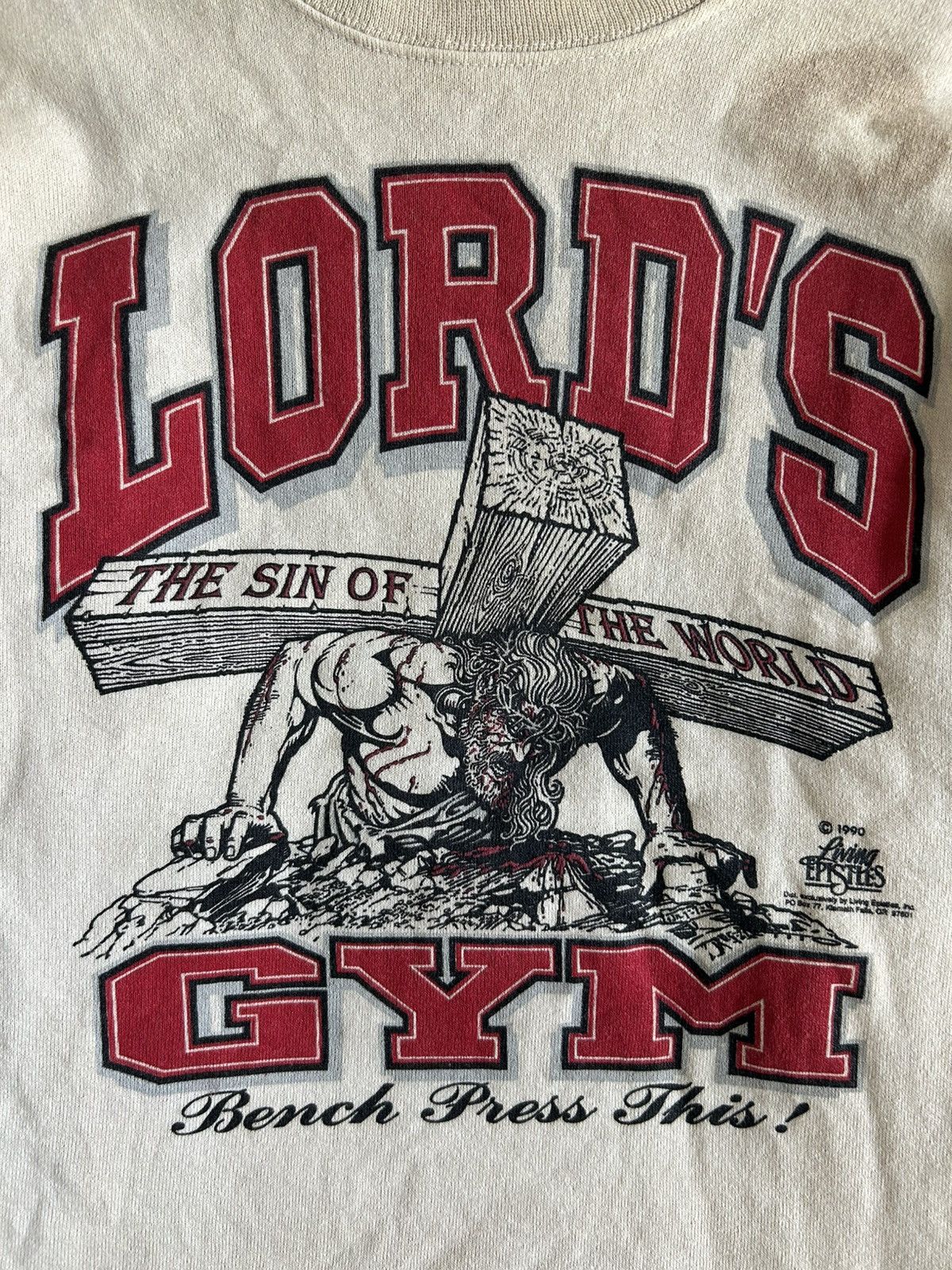 Vintage Vintage 90s Jesus Sweatshirt Lords Gym Living Epistles Rare Size US L / EU 52-54 / 3 - 2 Thumbnail