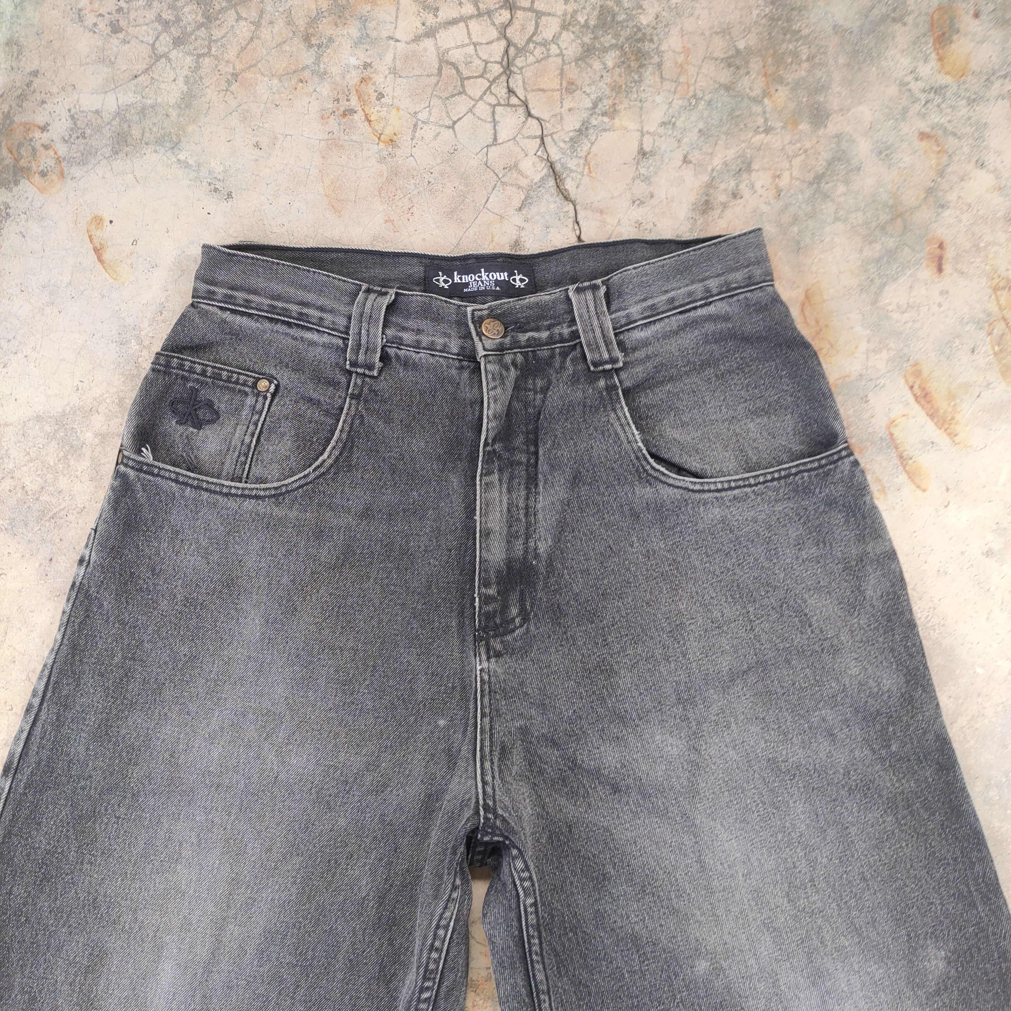 Jean × Vintage W34 VINTAGE KNOCKOUT FADED BLACK DISTRESSED JEANS PANTS Size US 34 / EU 50 - 4 Thumbnail