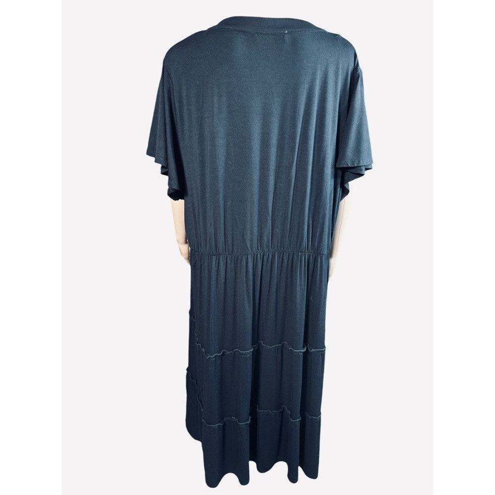 Lucky Brand NWT New Lucky Brand Black Rayon Tiered Flutter Short Sleeve Size 3XL / US 20-22 - 4 Thumbnail