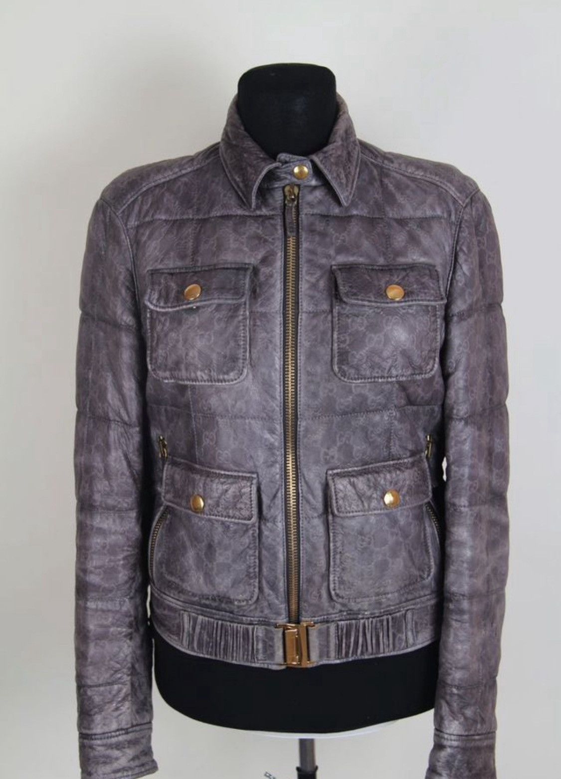 Gucci Gucci Monogram All Over Pocket Leather Moto Jacket Size XS / US 0-2 / IT 36-38 - 1 Thumbnail
