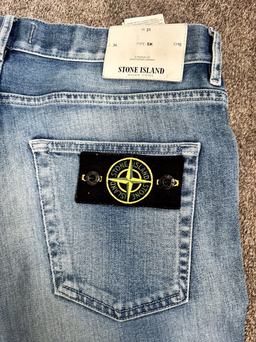 Stone Island Blue Light Wash Stone Island Jeans Size 31W Size 34L 31x34 Size US 31 - 3 Thumbnail