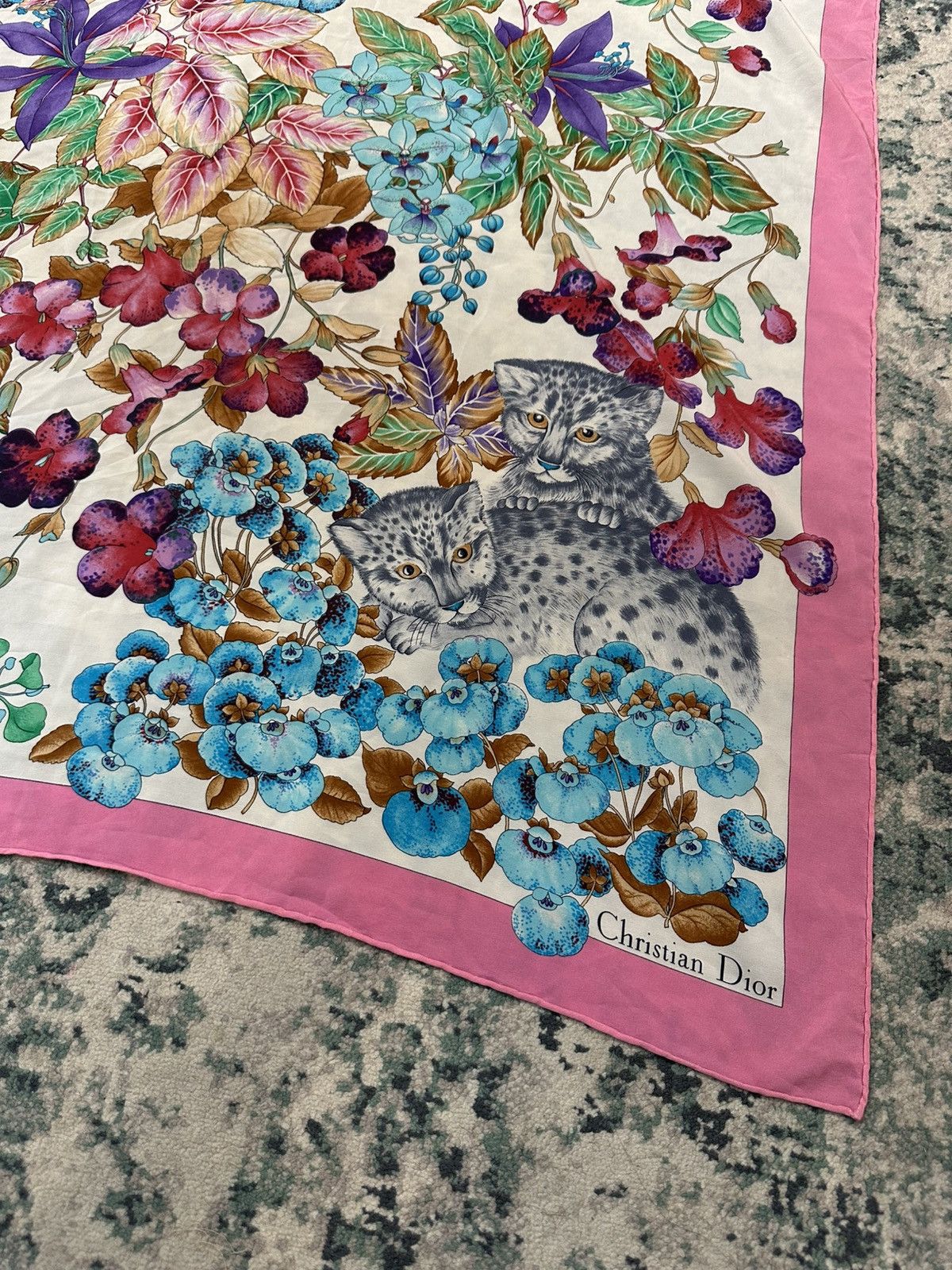 Dior 1980 - Christian Dior Floral Print Shawl Scarves (33x33) Size ONE SIZE - 7 Thumbnail