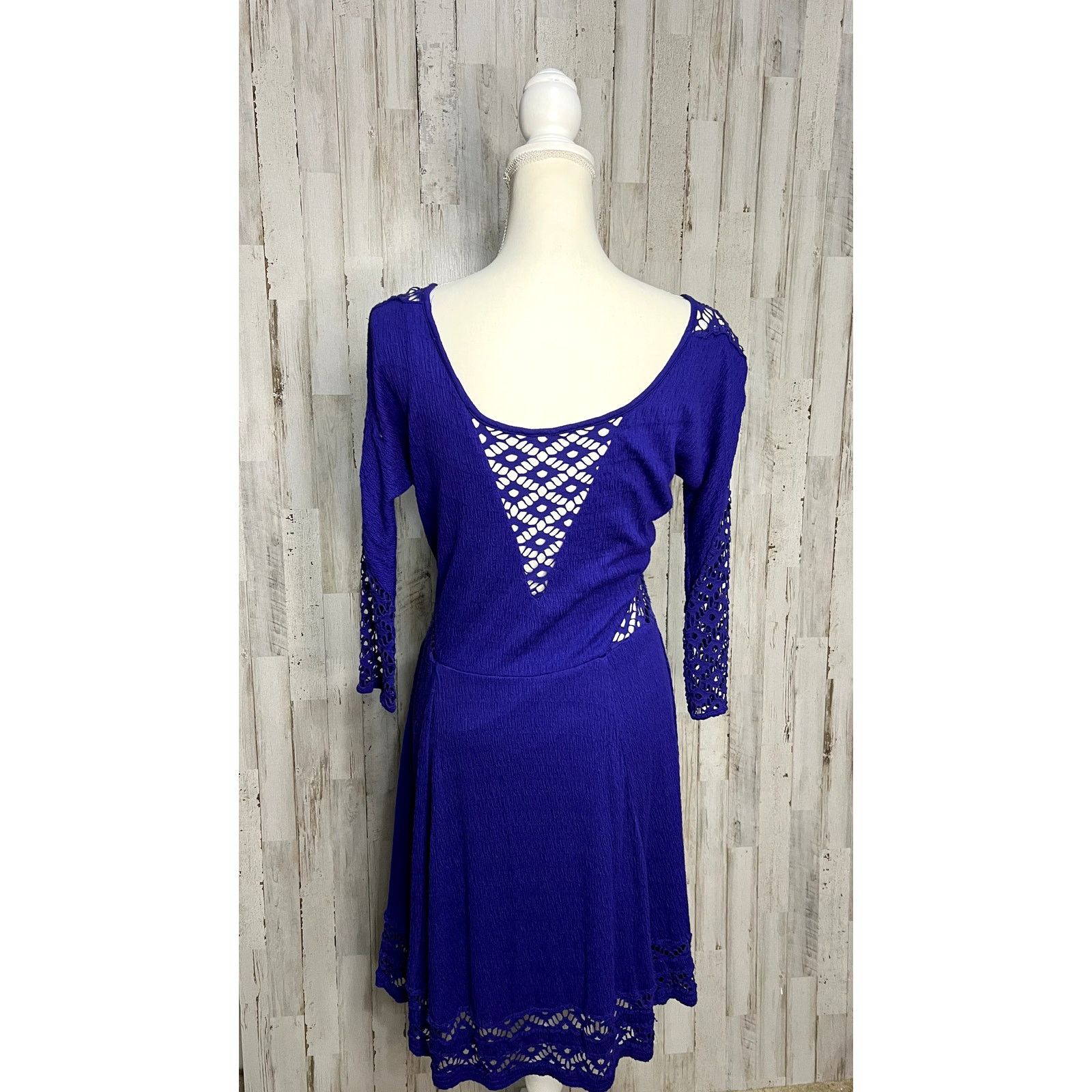 Free People Free People Women's Blue Knee Length Dress Medium Bohemian Size M / US 6-8 / IT 42-44 - 4 Thumbnail