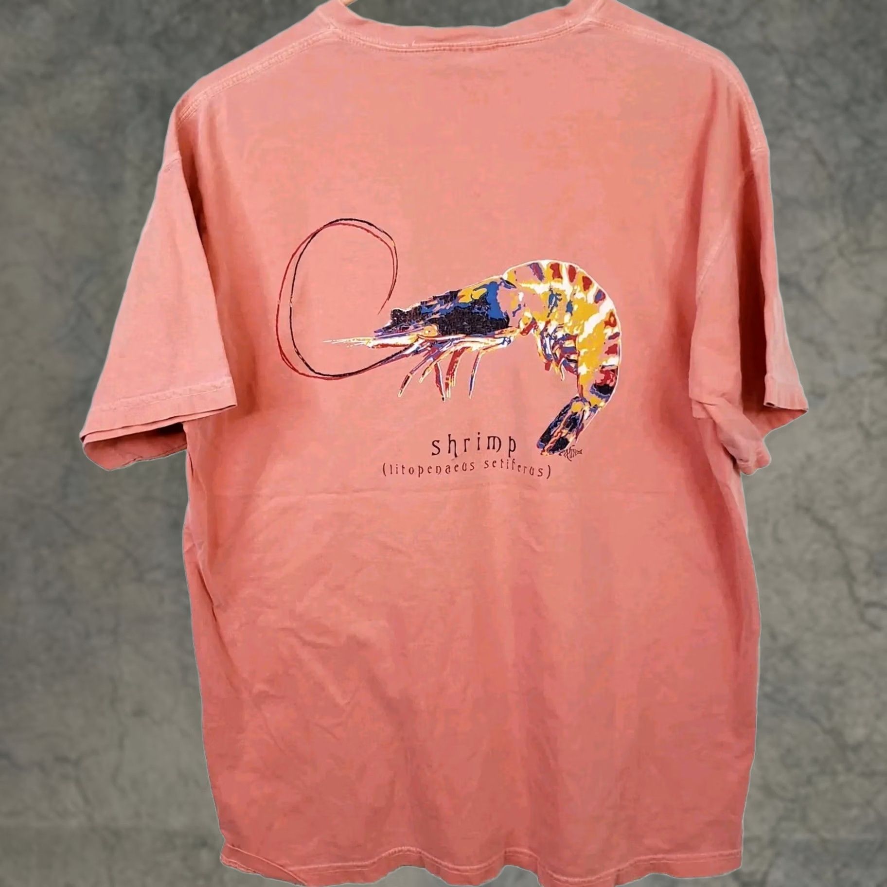 Shrimps Phins T-Shirt Shrimp Lowcountry Living Crewneck Short Sleeve Coral L Mens Size US L / EU 52-54 / 3 - 1 Thumbnail