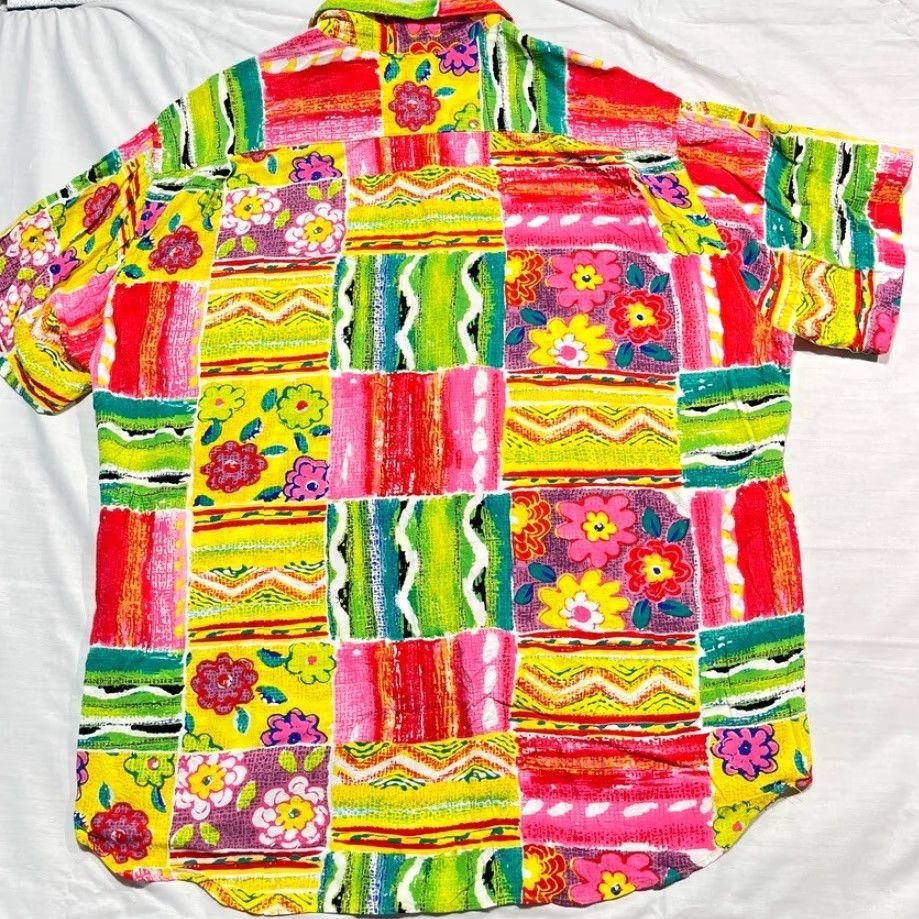VINTAGE Jams World Hawaiian Shirt Men's Large Casual Floral Short Sleeve Cotton 80s Camp Retro