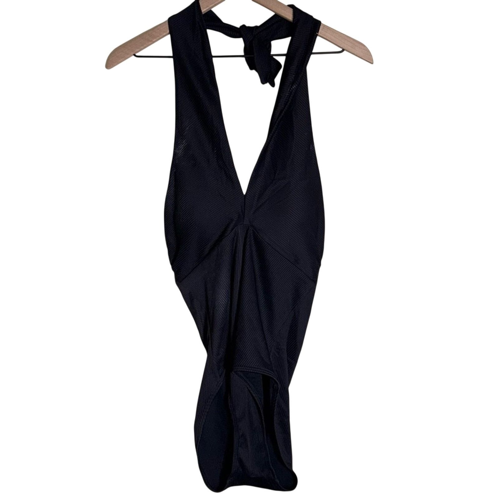 NWT BODEN ribbed classic black one piece halter swimsuit 8