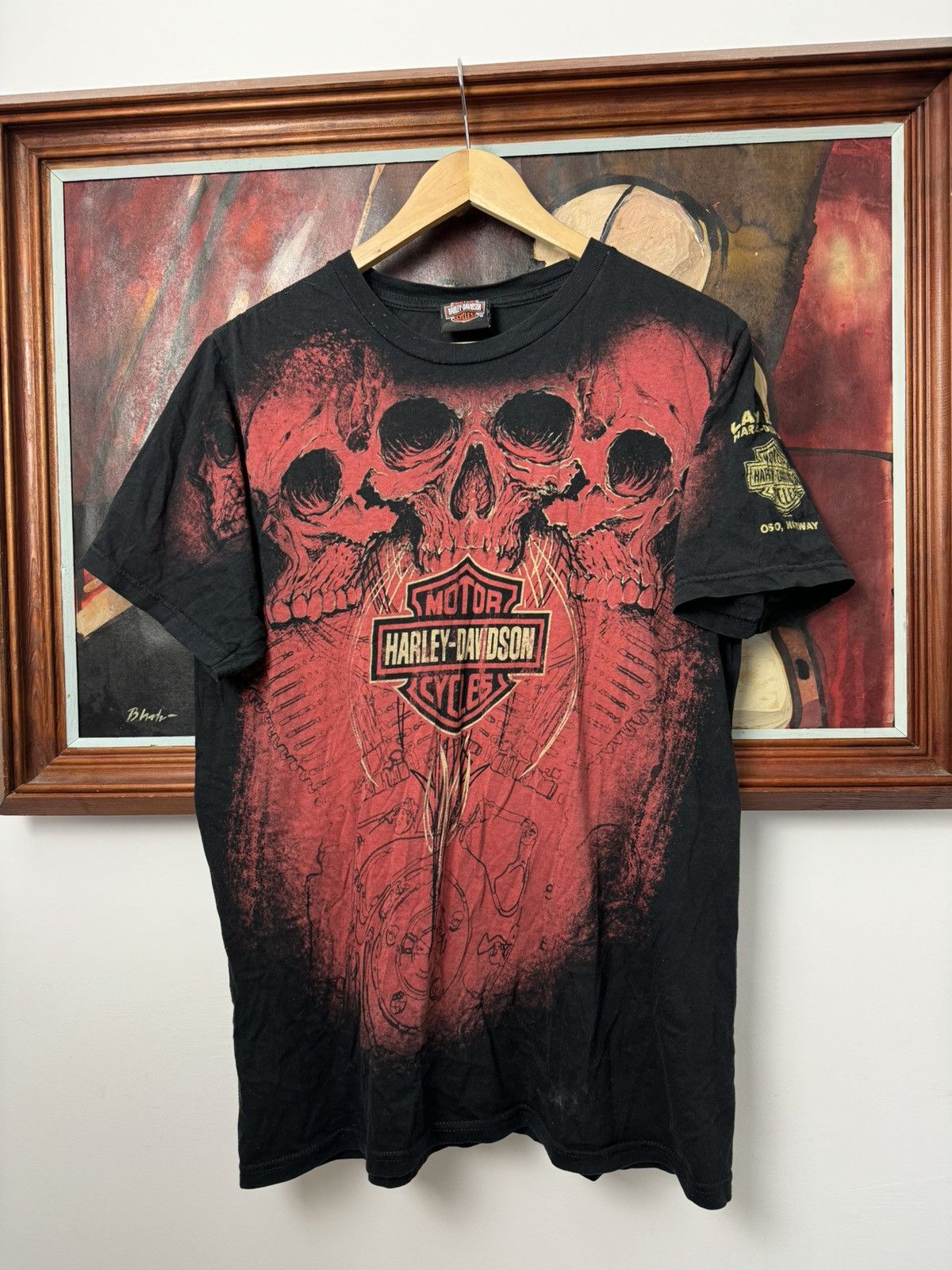 Harley Davidson Harley Davidson Vintage Tee Flame Fullprint Y2k License Hype Size US M / EU 48-50 / 2 - 1 Thumbnail