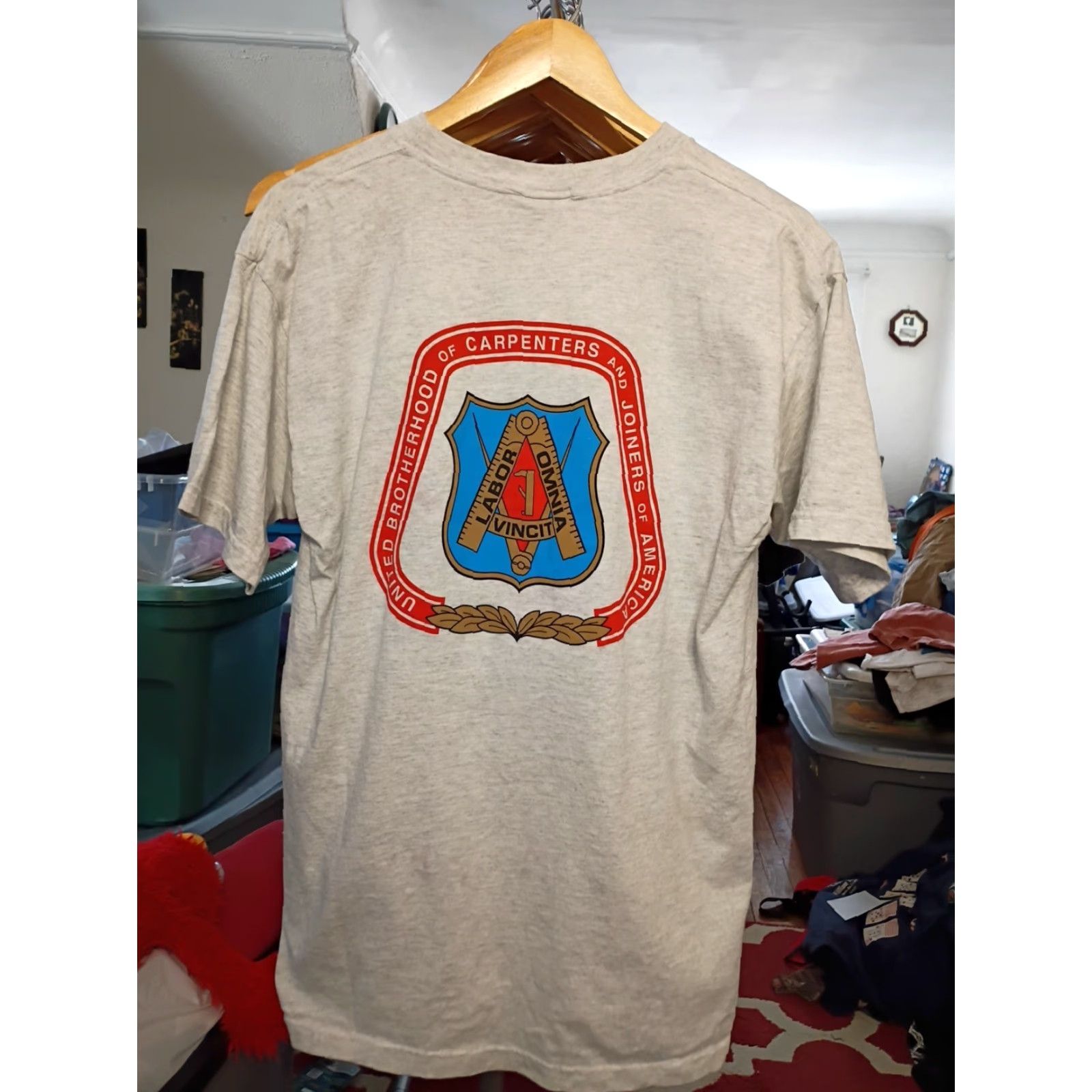 Union LA VINTAGE Union T-Shirt USA Carpenters Union Nrcc Made In USA Gray L Men's Short Sleeve Size L Political Action Team Size US L / EU 52-54 / 3 - 3 Thumbnail