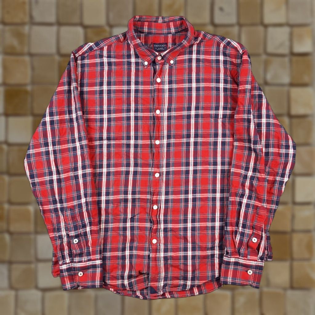 UNTUCKit VINTAGE UNTUCKit Red Plaid Flannel Shirt Men’s XL Button Up Collared Lumberjack 90s Casual Western Size US XL / EU 56 / 4 - 1 Thumbnail