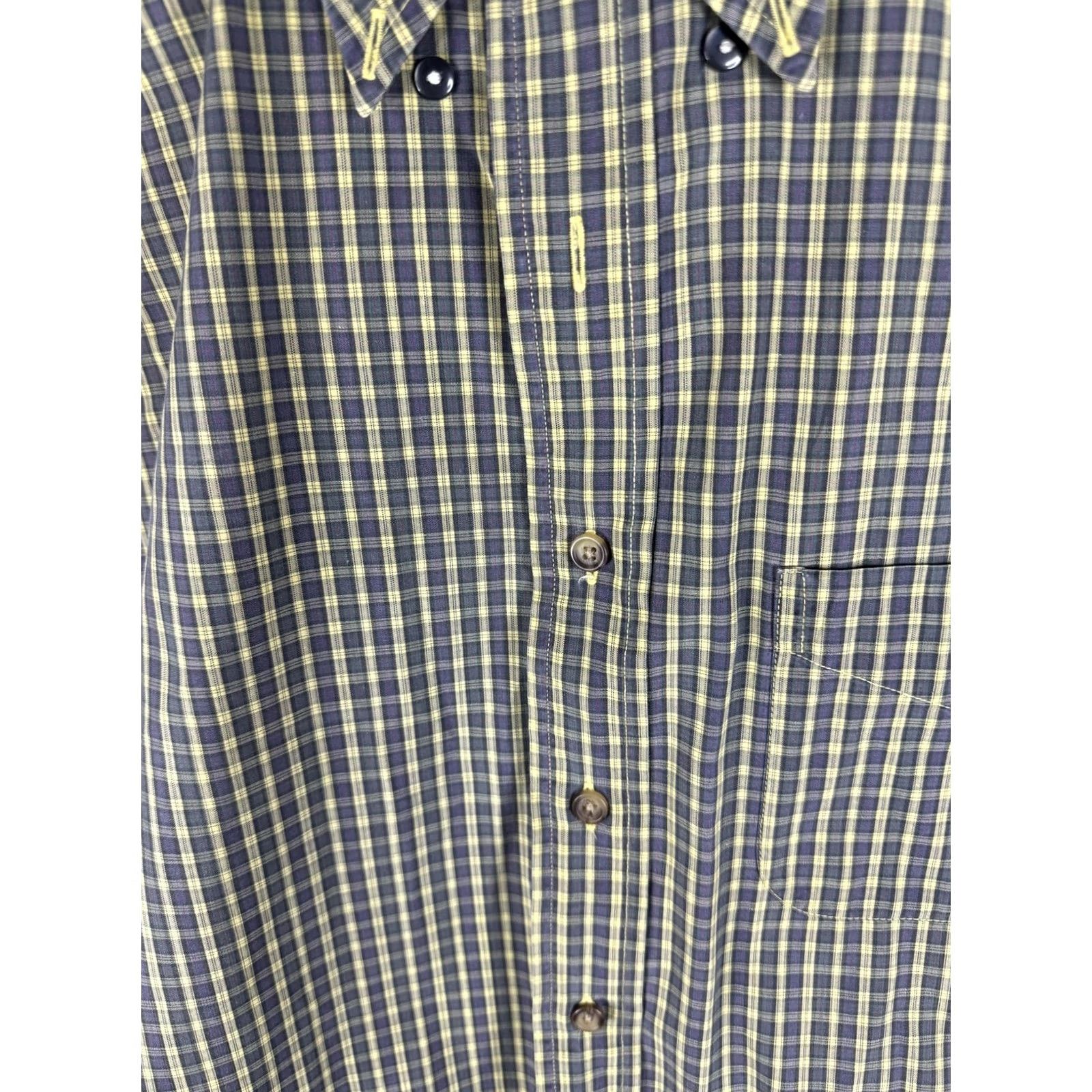 Brooks Brothers Brooks Brothers Shirt Mens XL Yellow Gray Plaid Button Down Cotton Long Sleeve Size US XL / EU 56 / 4 - 5 Thumbnail