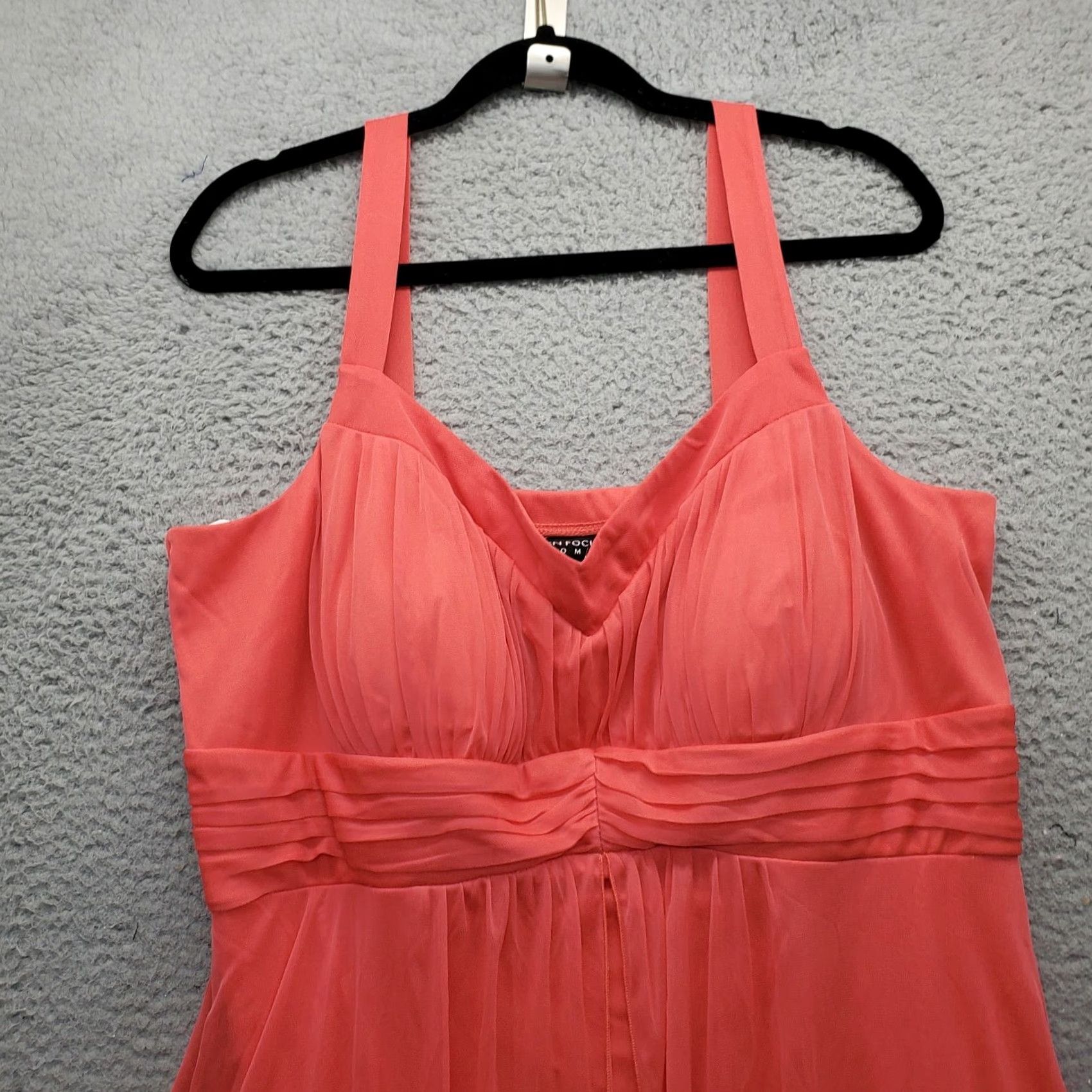 Vintage En Focus Maxi Dress Womens Size 20W Orange Pleated Detail Wide Straps Wrap Front Cap Sleeve? Size 3XL / US 20-22 - 4 Thumbnail