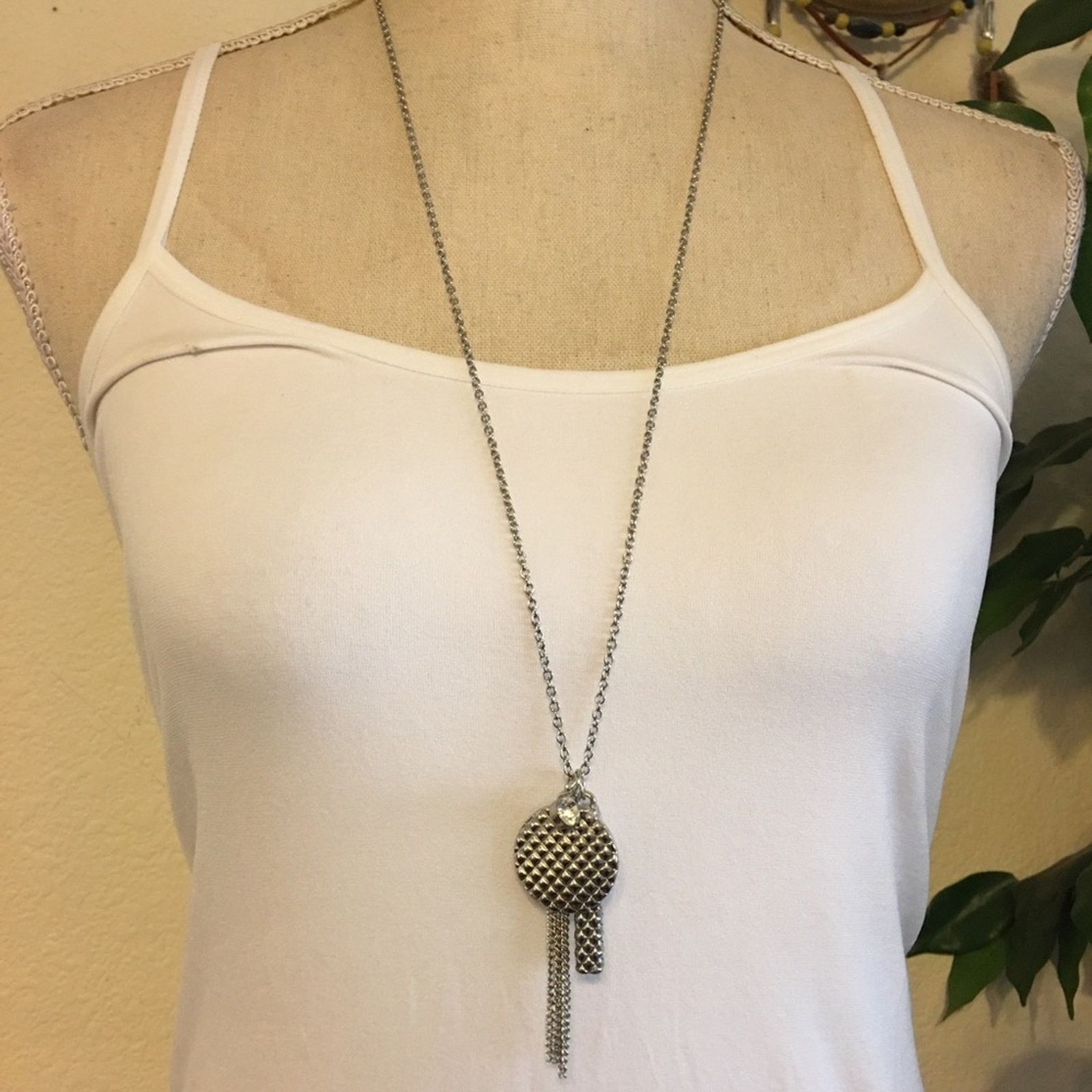 Jewelry Charming Charlie silver tone waffle charm necklace Size ONE SIZE - 1 Thumbnail