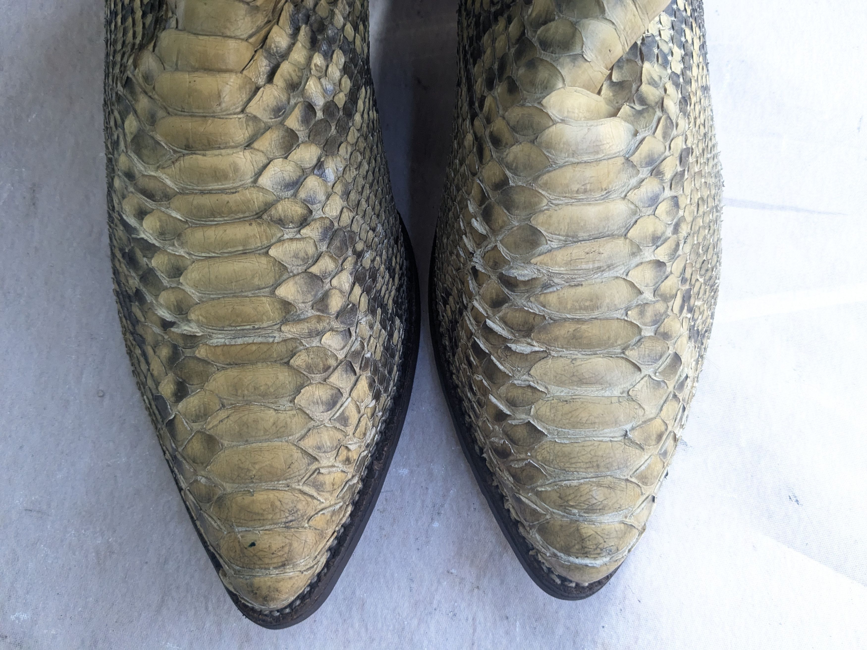 Other Justin Cowboy Boots Snakeskin Python Tan Black Leather 9.5 D Size US 9.5 / EU 42-43 - 3 Thumbnail