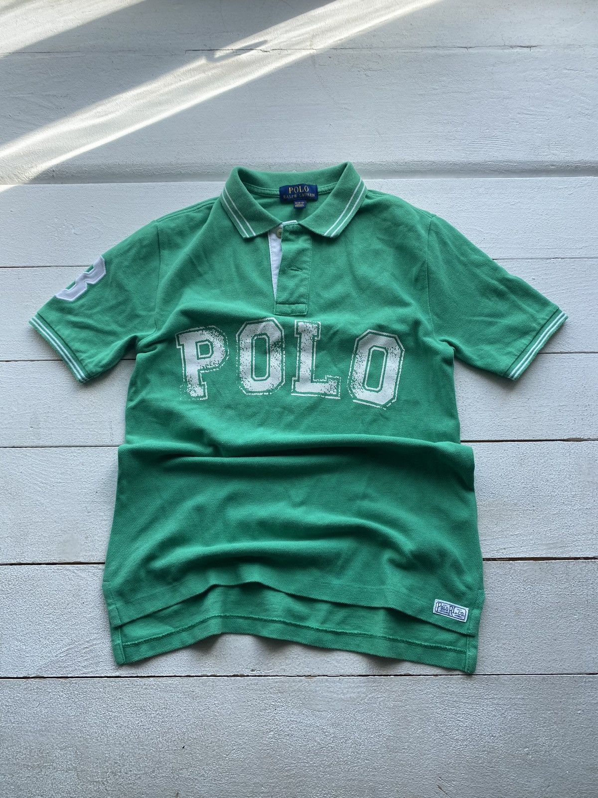 Designer × Polo Ralph Lauren × Vintage Polo Ralph Lauren 3 Green Big Logo Polo Shirt Womens M Size M / US 6-8 / IT 42-44 - 1 Thumbnail