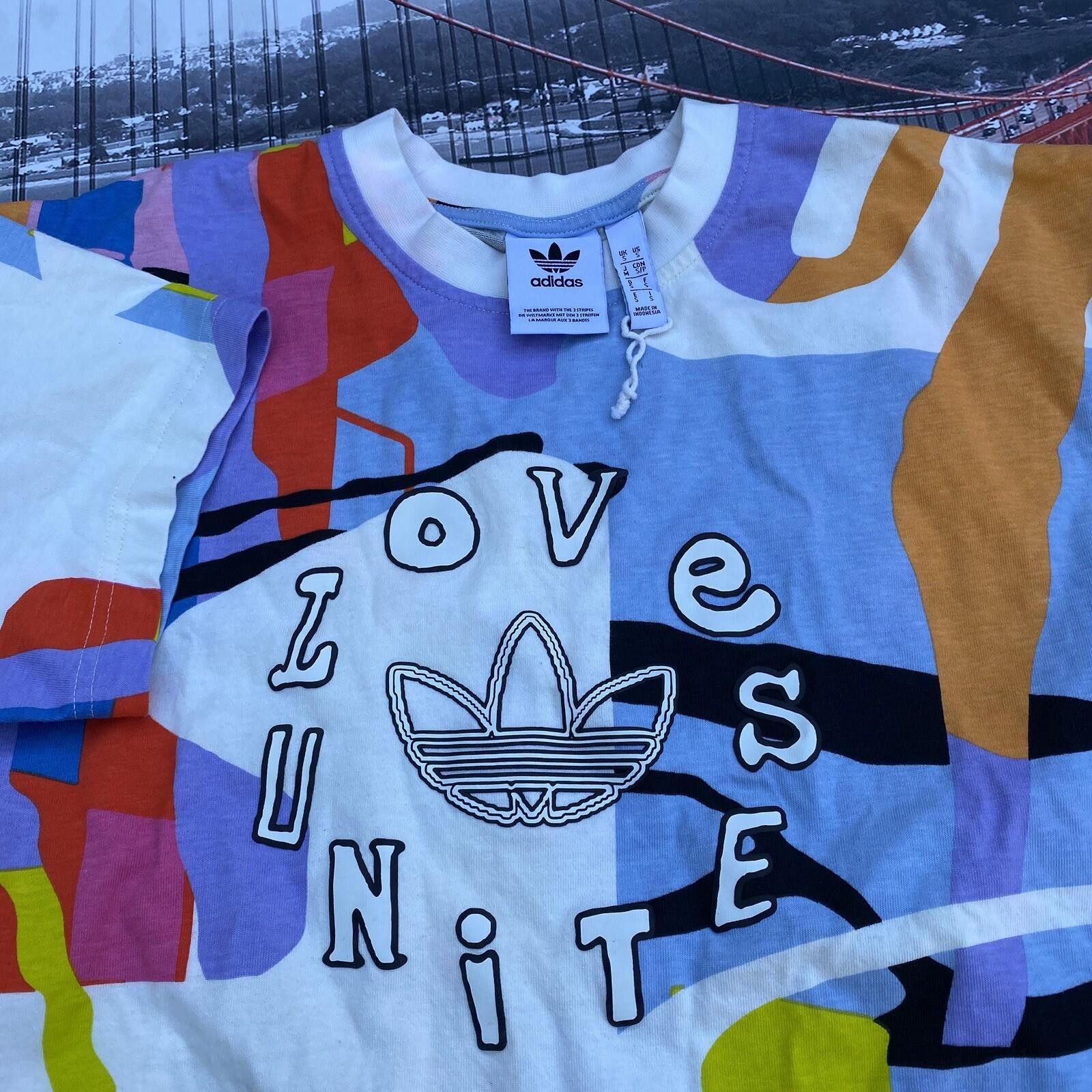 Adidas Adidas Shirt Mens Size S Tee Multicolour Love Unites AOP Size US S / EU 44-46 / 1 - 6 Thumbnail