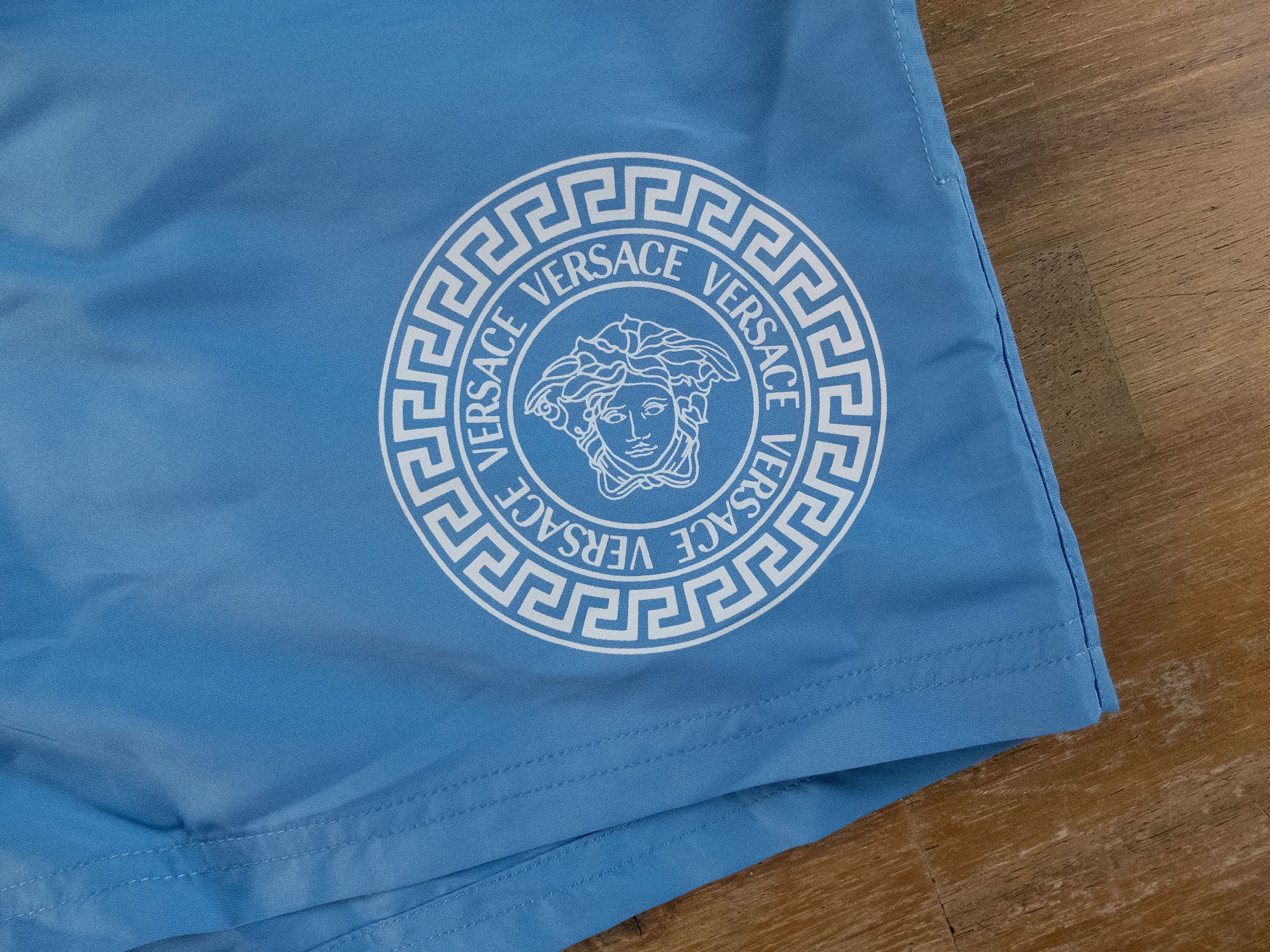 Versace VERSACE light blue Medusa logo swim shorts 5 Large trunks Size US 34 / EU 50 - 3 Thumbnail