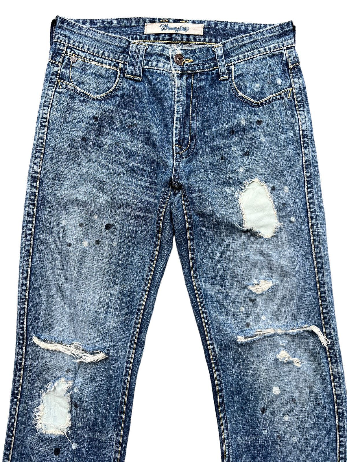 Wrangler Vintage Wrangler Distressed Patchwork Denim Jeans 33x34 Size US 33 - 4 Thumbnail