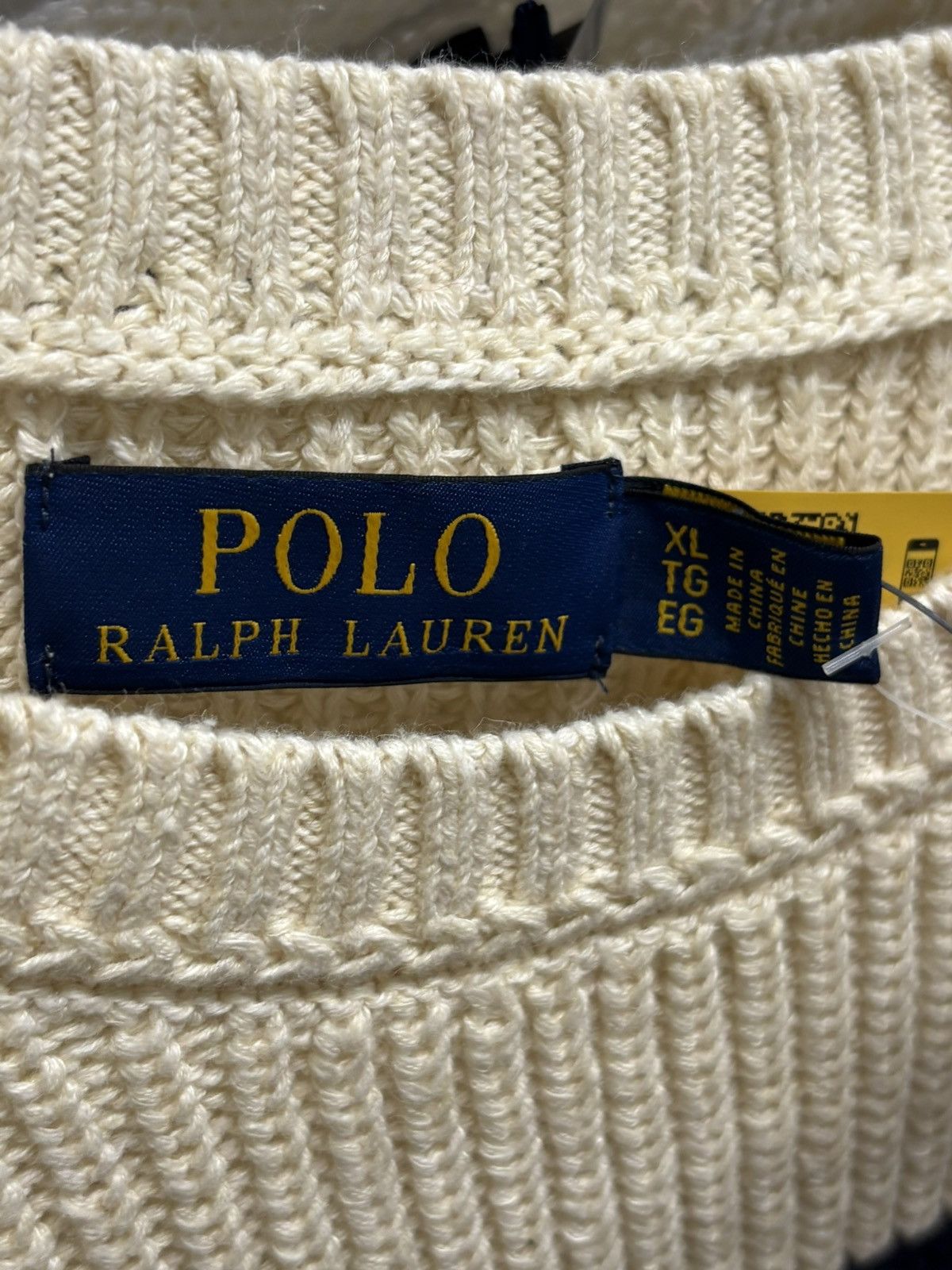 Polo Ralph Lauren Cream Striped Cotton Linen Sweater Ralph Lauren Men’s XL Size US XL / EU 56 / 4 - 6 Thumbnail